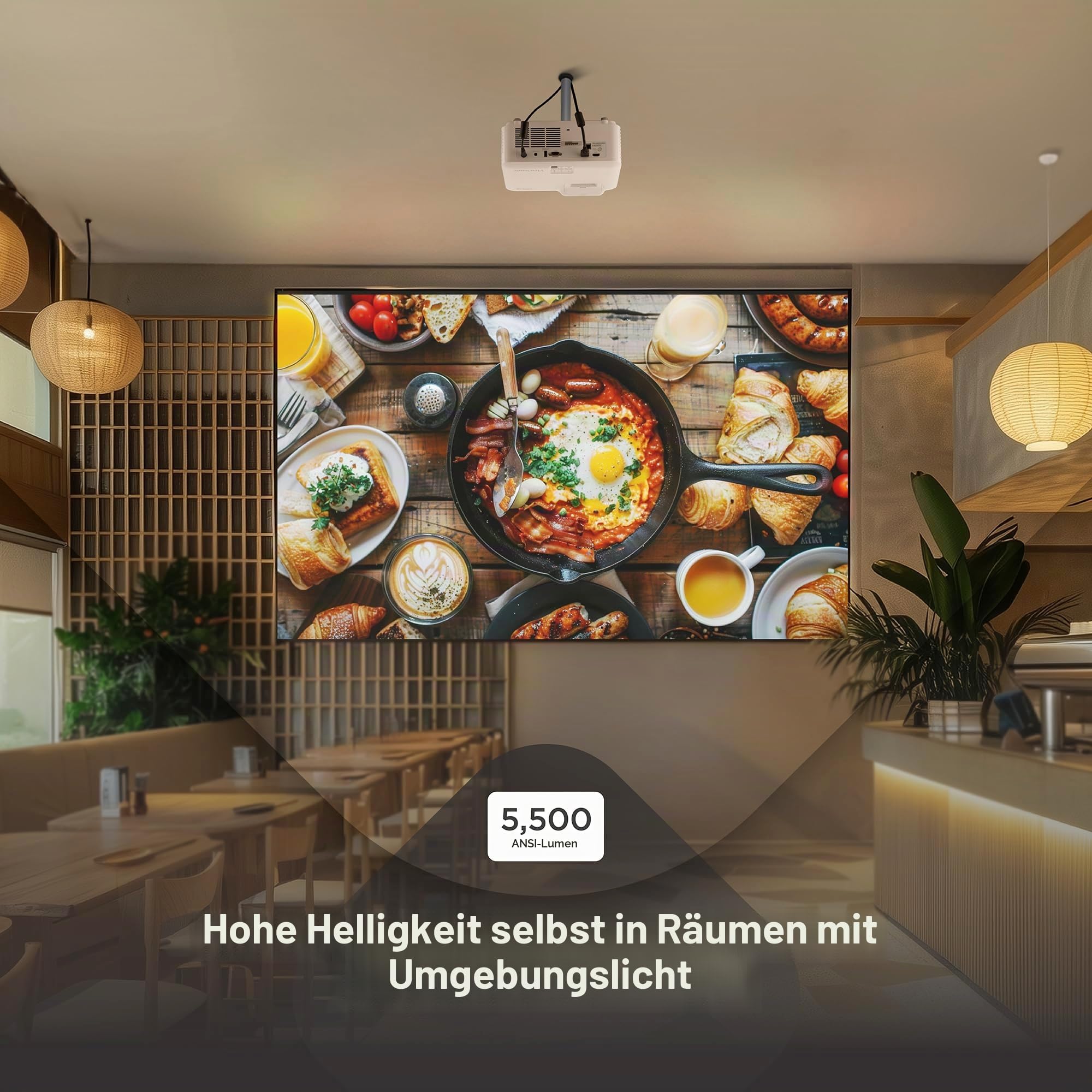 ViewSonic LS740HD Laser Beamer, 5500 ANSI Lumen, Full HD 1080p, HDR/HLG & 4K Input Support, 3.000.000:1 Kontrast, 30.000h Lebensdauer, HDMI 2.0 x2, H/V Keystone, 1.3X Zoom, 15W Lautsprecher