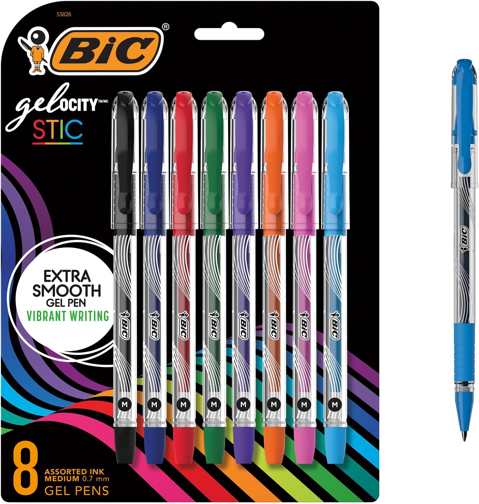 Gel-ocity Smooth Stic Gel Pen, Medium Point (0.7mm), Assorted Colors, 8-Count, Vibrant and Smooth Gel Ink Pens