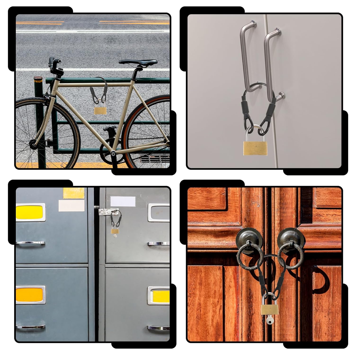 6Pack 5.9" Stainless Steel PVC Coated Safety Wire Rope Heavy Duty Loop End Cable Braided with Rubber Coated and Loops Vinyl Cover Coat Short Rope Lanyard Lock Safety Tether Chains for Chain Lock - Image 3