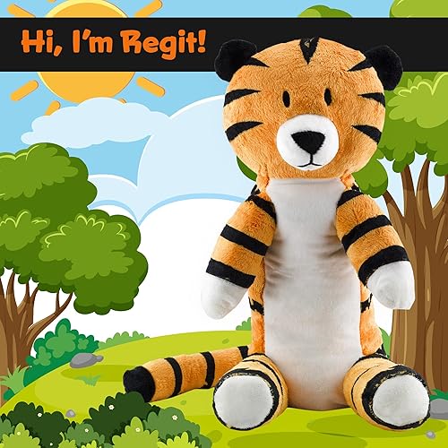 Miniatura 4 de Attatoy Regit The Plush Tiger Toy - Animal de peluche de tigre sentado a rayas de 17 pulgadas de alto