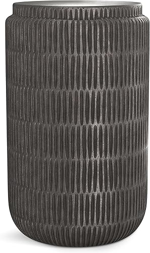 Miniatura 74 de SIMPLIHOME Morris - Mesa auxiliar de metal de aluminio fundido de 17 pulgadas de ancho en plata antigua, mesa de acento industrial con acabado en