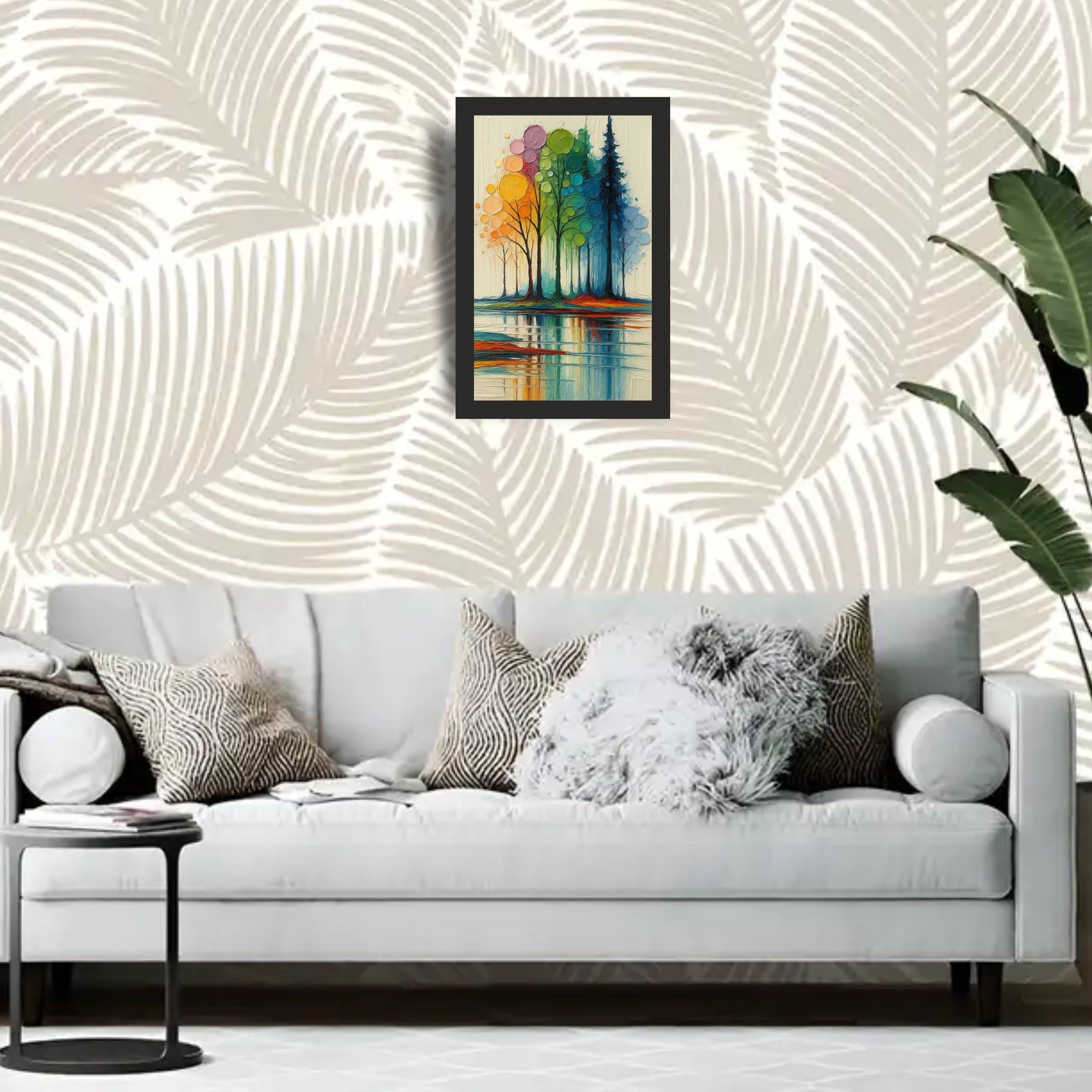 Colorful Abstract Trees Wall Art Frame 12x18 Inch