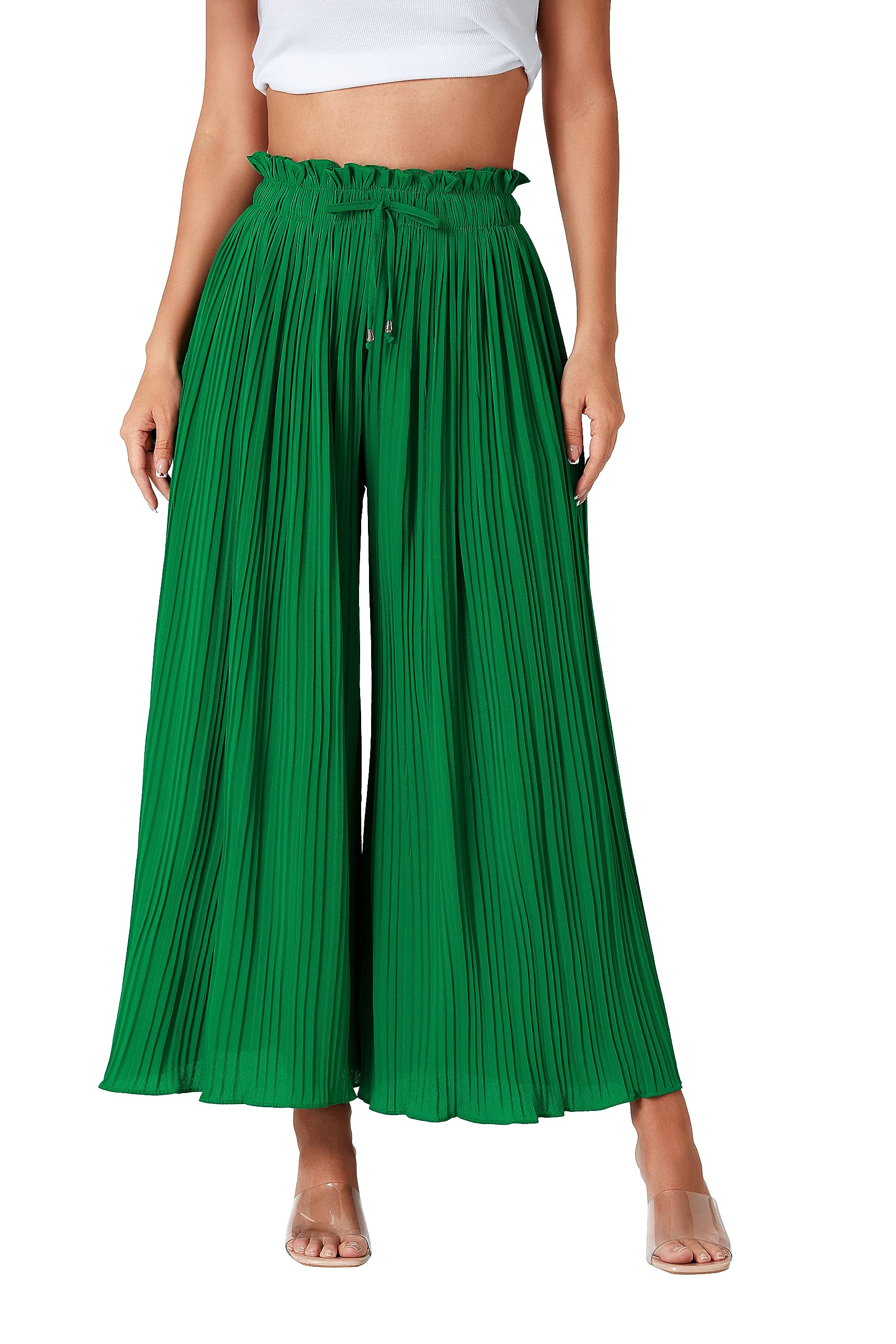 Solid Full Length Wide Leg Palazzo Pants main image 0