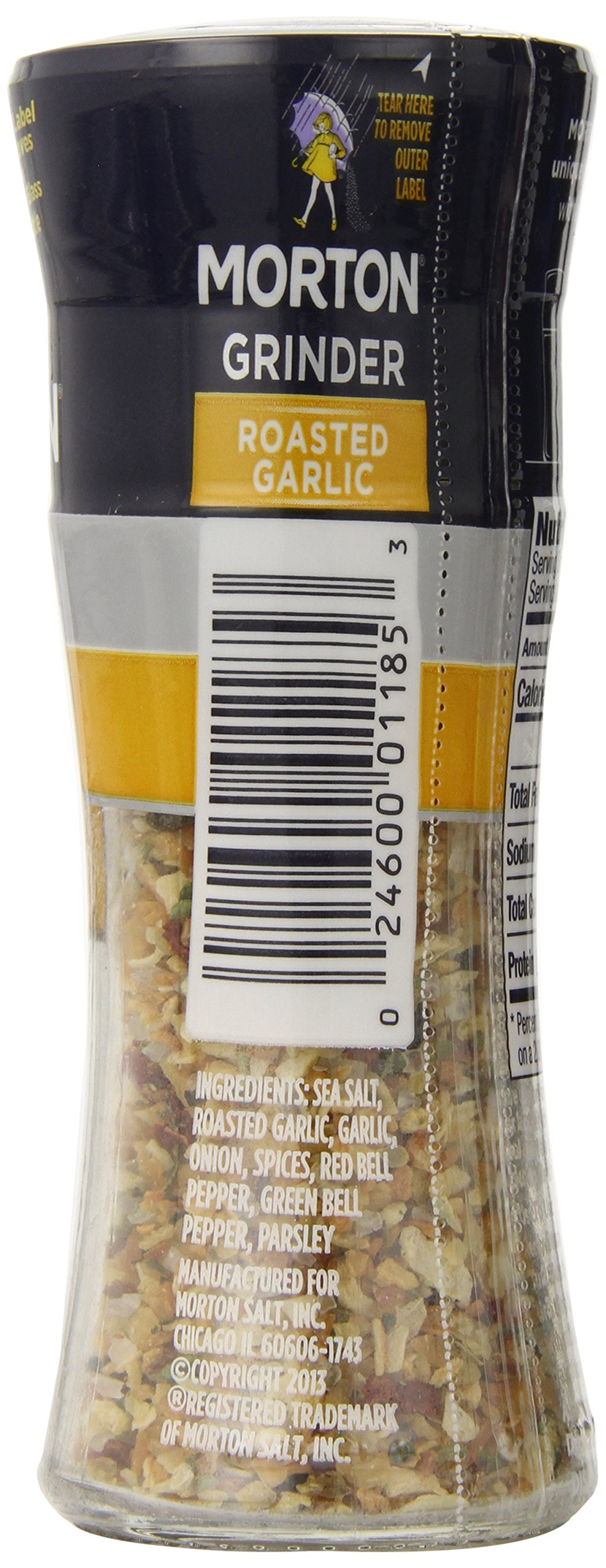 MORTON Roasted Garlic Sea Salt Grinder, Spice Dispenser, Roasted Garlic Grinder, Ideal for