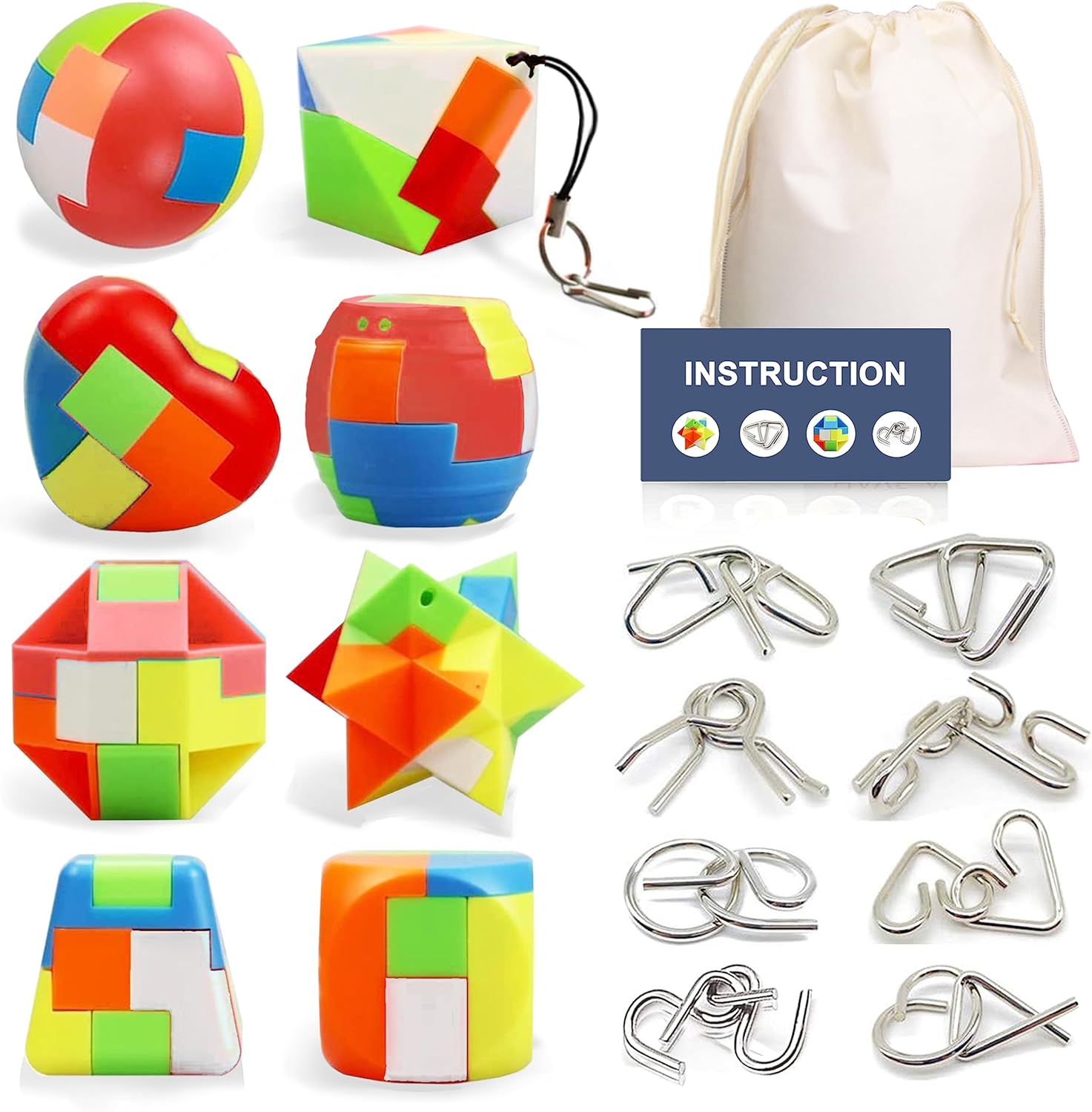 16 Pack Brain Teasers Puzzles for Kids & Adults, Brain