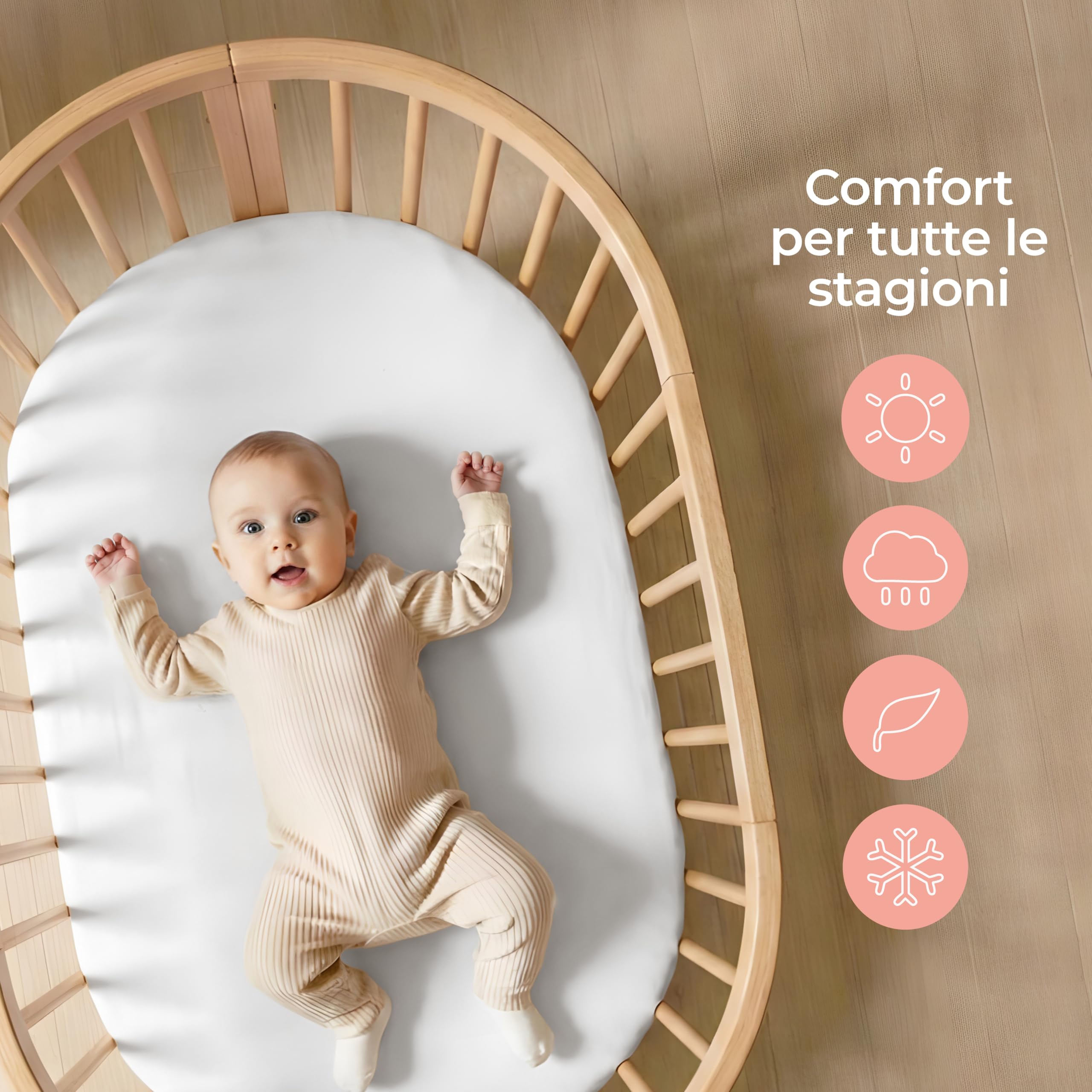 Dreamzie Set 2 Lenzuola Culla 40x80 Cotone - Lenzuolo Con Angoli, Oeko-Tex Certificato - Per Carrozzina E Passeggino Neonato - Rosa/Bianco