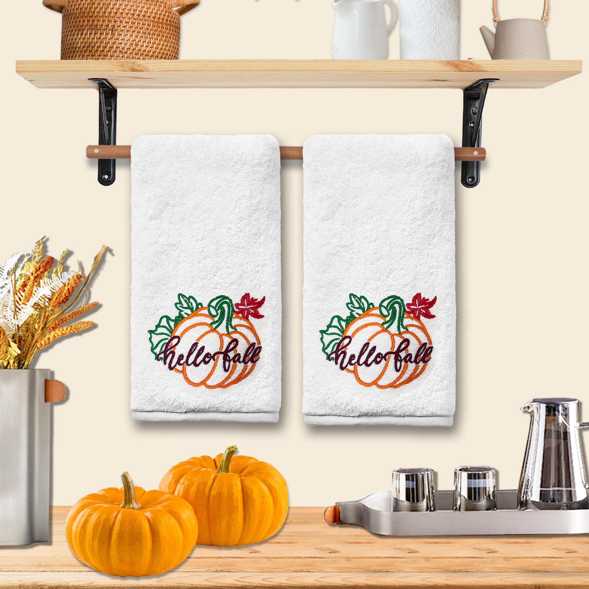 Herbst-Küchentücher Aus Mikrofaser – Set Mit 2 Stück, Saugfähig & Mit Herbstmotiv (Kürbis/Ernte, 45,7 X 66 Cm)