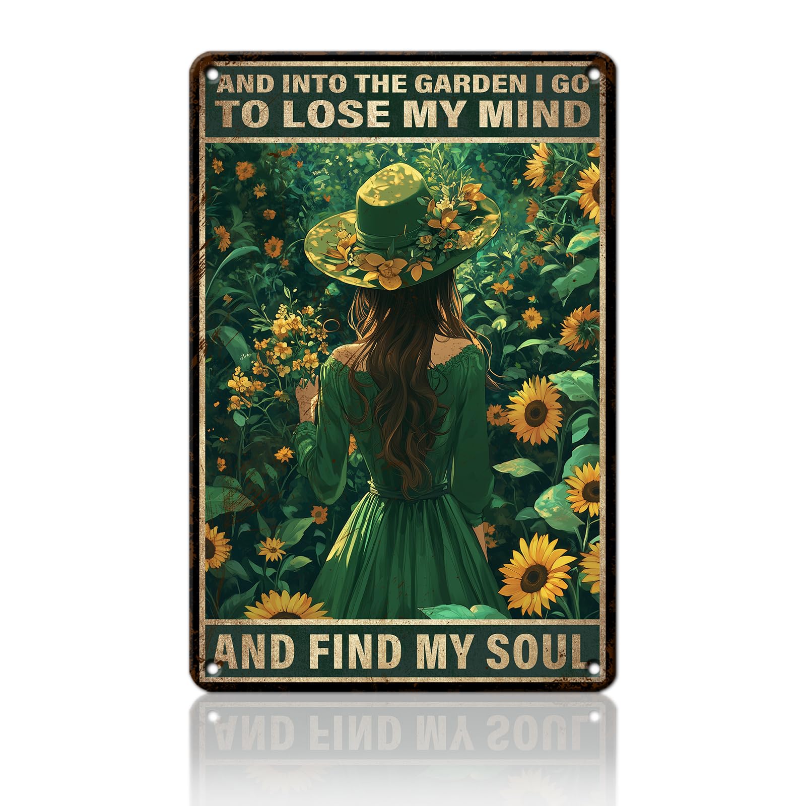 Anceky Vintage Metal Sign And Into The Garden I Go Tin Sign Funny Wall Decor for Garden Yard Home Farmhouse Kitchen 12×8 Inch