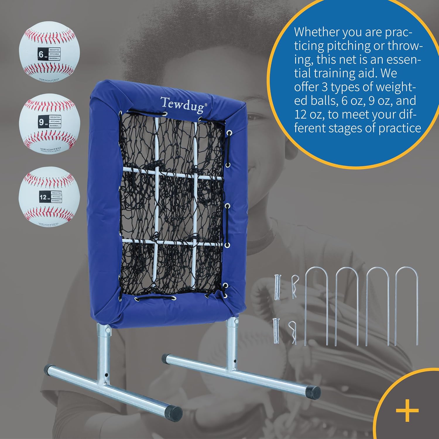 7x7ft Baseball Softball Training Net,Portable Baseball Throwing Net for Hitting, Pitching Practice with Carry Bag,Ground Stakes, Training Equipment for All Ages