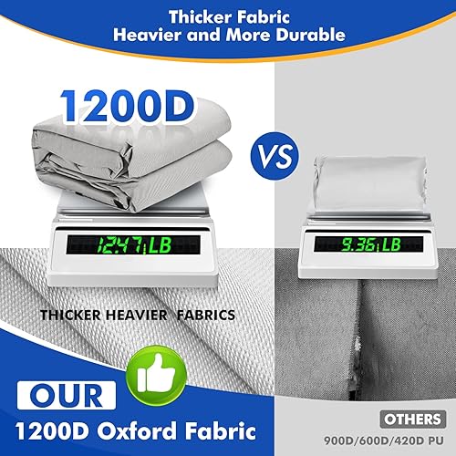 Miniatura 4 de Funda impermeable 1200D para lanchas Se adapta a lanchas de bajo de 14 a 16 pies, casco en V y tricasco, lona resistente color gris