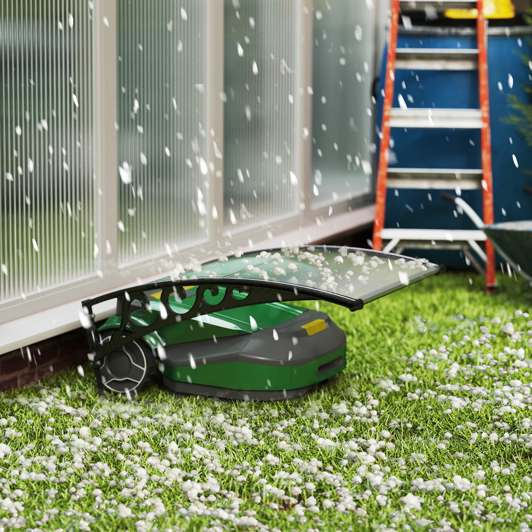 Robot cortacésped garaje techo 103 x 81 x 33 cm gran espacio cortacésped toldo protector de lluvia y protección solar para robot cortacésped cubiertas de metal resistente a la intemperie para la