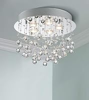 BESTIER Modern Kristály Esőcsepp Csillár - Mennyezeti LED Lámpa 6 G9 Izzóval, Króm, 38 cm, Szabályozható Fényerő, Étkezőbe, Fürdőbe 3