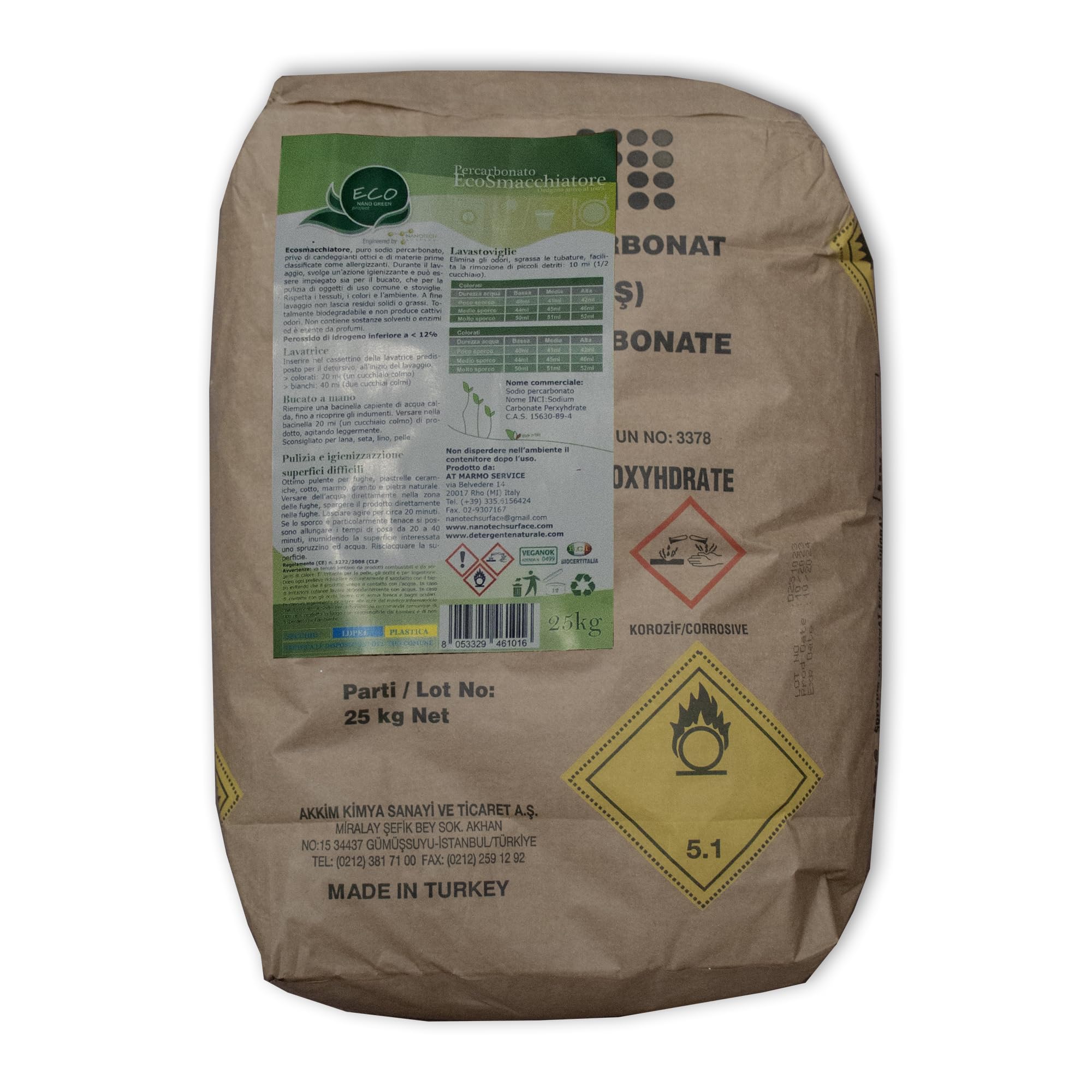 Eco Quitamanchas - Percarbonato de Sodio - Desinfectante - con oxígeno activo y muestra gratuita (Percarbonato 25 kilogramos)