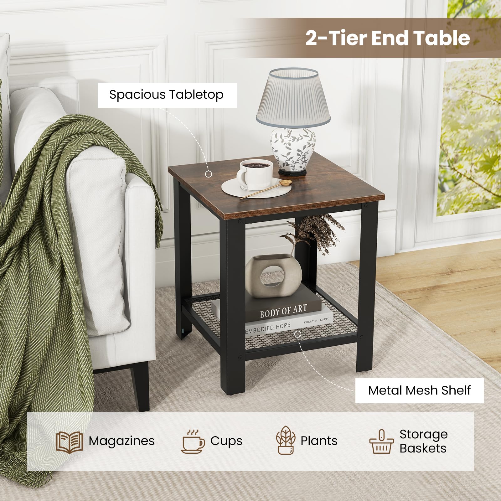 Amazon.com: Giantex 2-Tier End Table Set of 2, 16 Inch Small Side