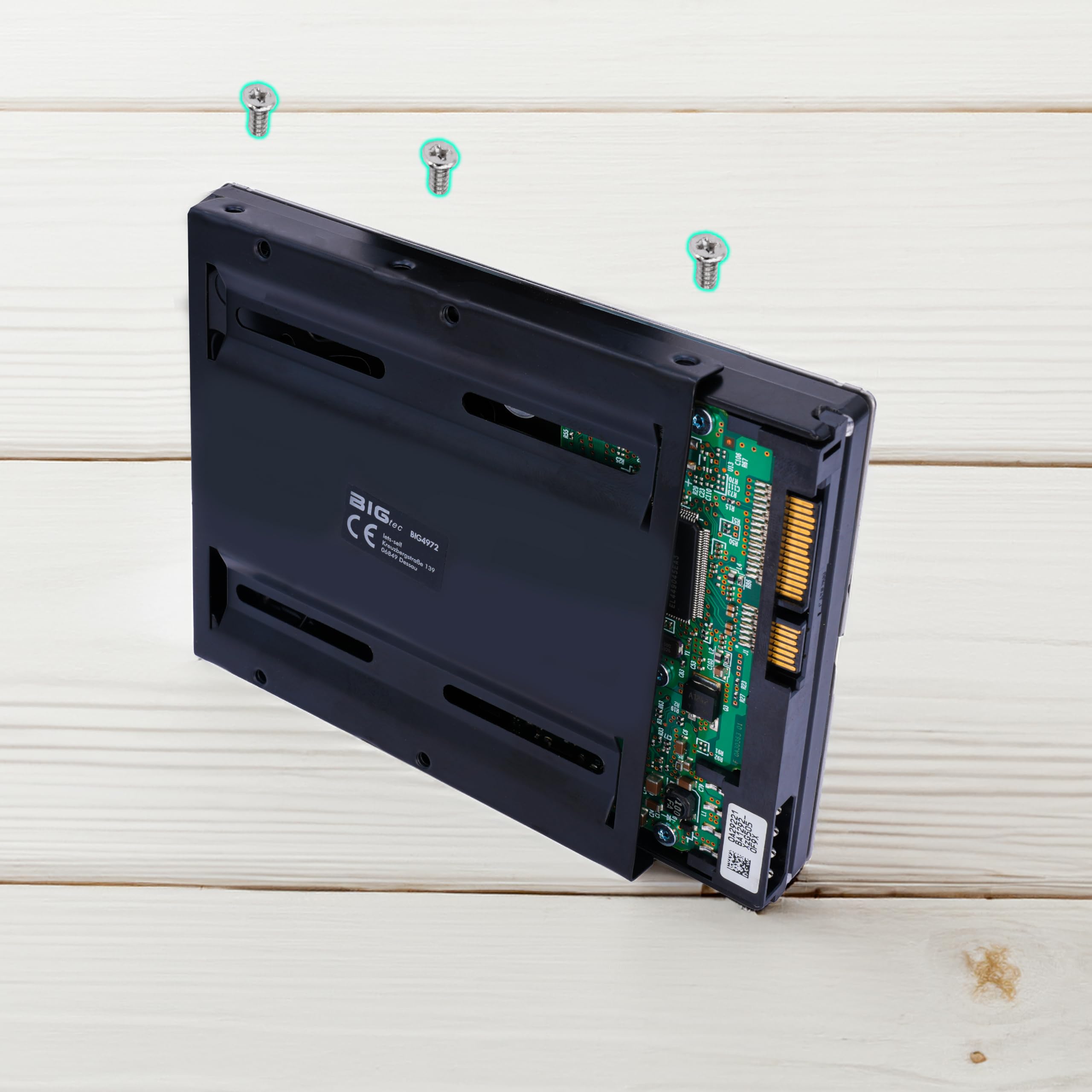 BIGtec Adattatore per dischi rigidi SSD HDD telaio da incasso 2,5" a 3,5" telaio intercambiabile per PC, supporto per computer, binari di montaggio in metallo nero