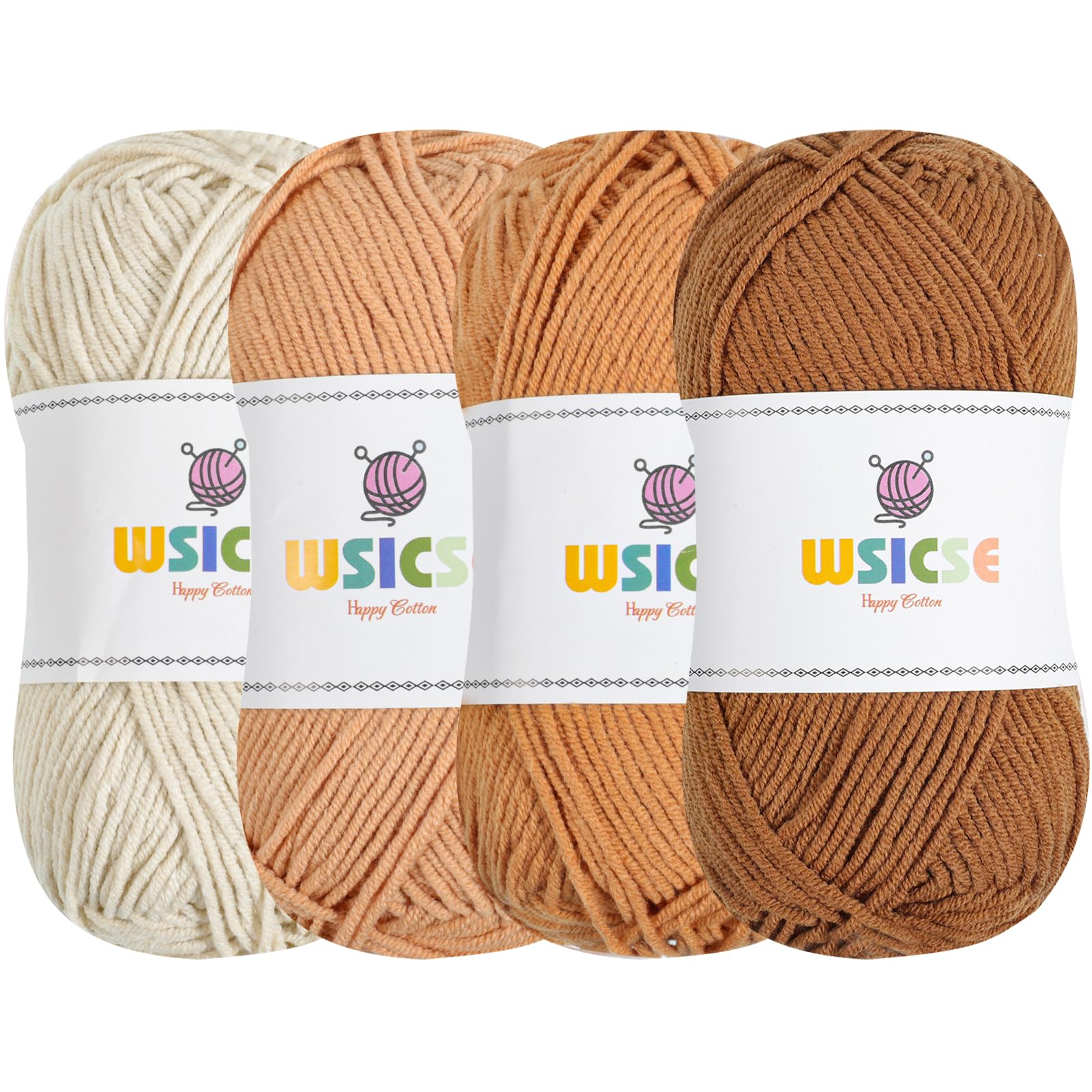 4 PCS Crochet Yarn, 560 Yard Soft Yarn for Crocheting Assorted Colors Fluffy Yarn for Crochet Hand Knitting Gifts 1 Skein/140 Yard-Brown
