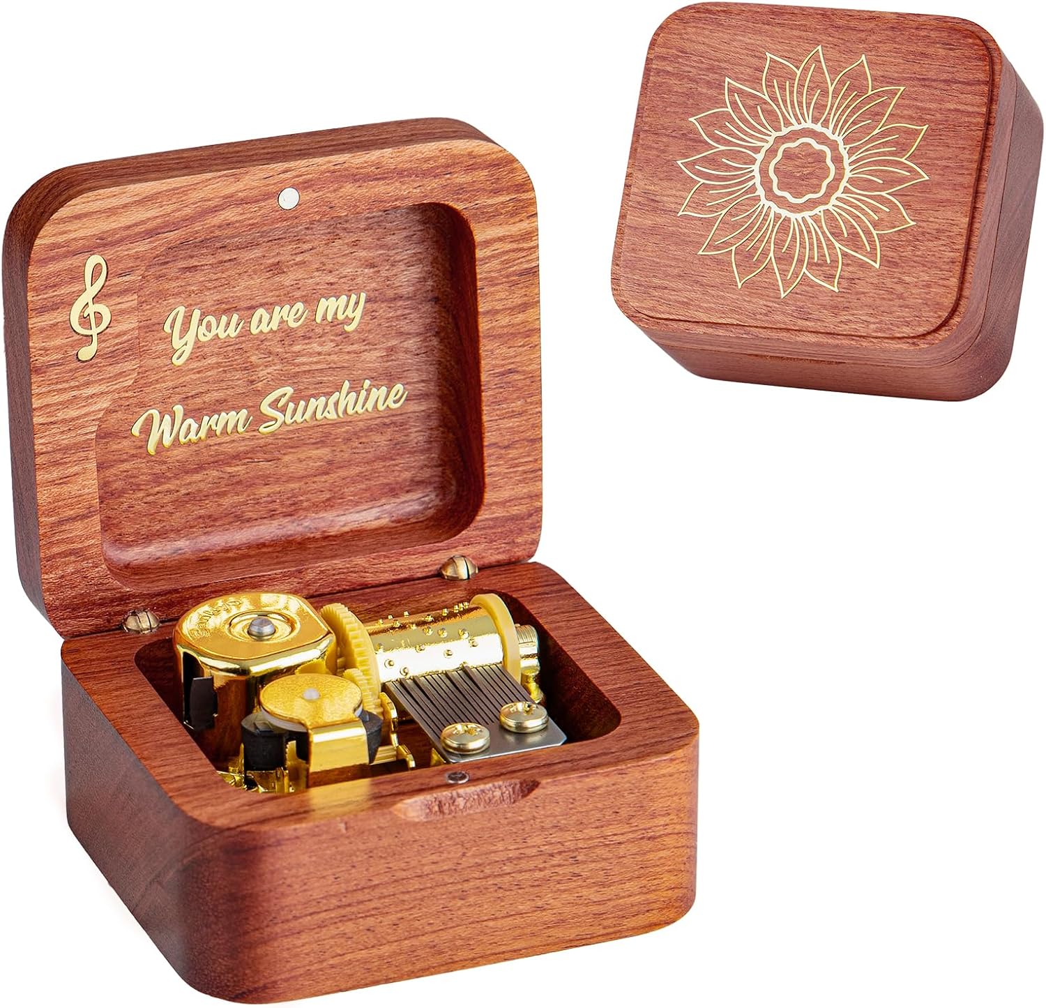 You are My Sunshine Wind Up Wooden Music Box, Vintage Musical Gifts for Birthday Christmas Valentine's Day Anniversary (Walnut)