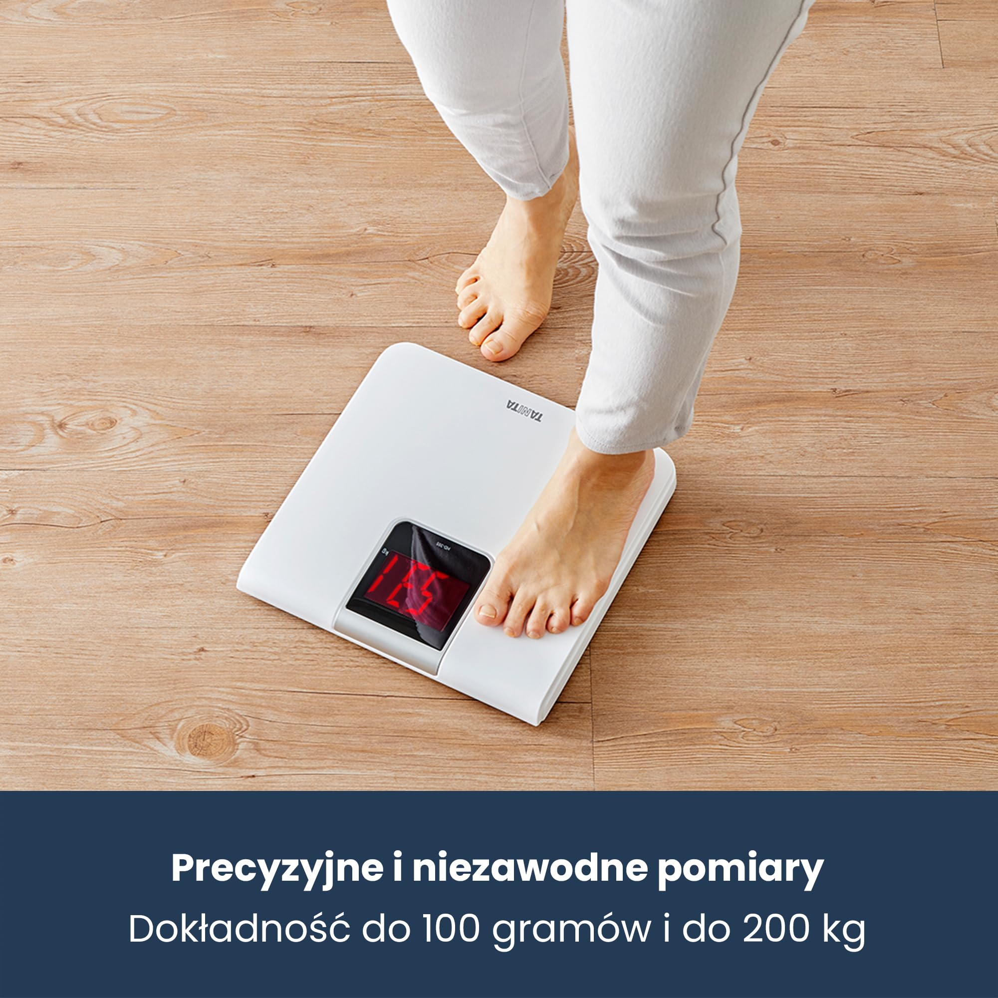 TANITA HD-395 cyfrowa waga łazienkowa – Precyzyjna waga do pomiaru masy ciała, duży wyświetlacz LED, nowoczesna waga do masy ciała, biała