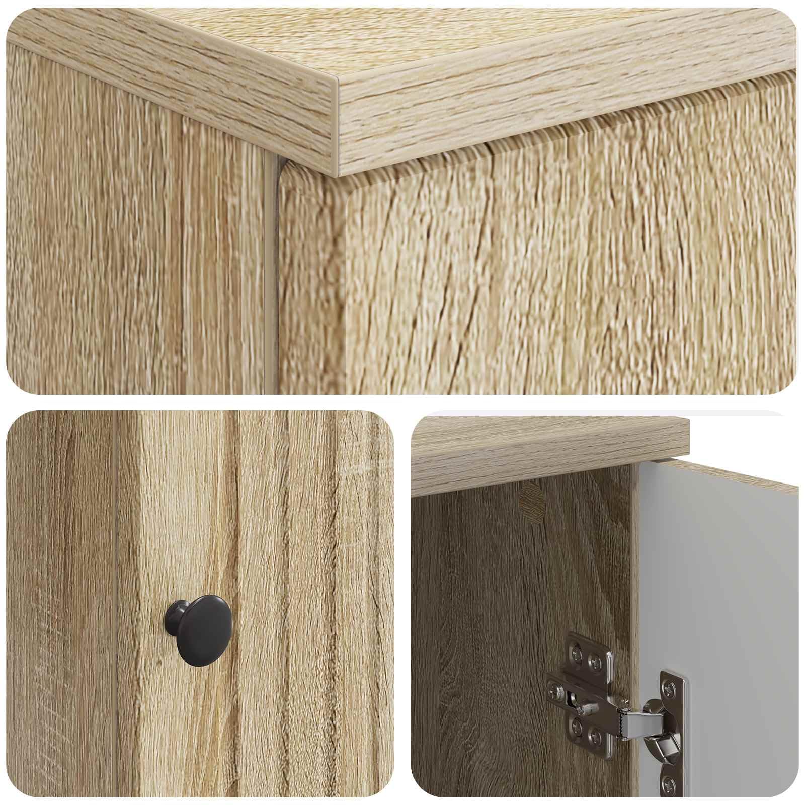 Scrivania con scaffale, in legno Sonoma, 142,5 x 50 x 75 cm, versatile scrivania per computer con vano portaoggetti, ripiano e 2 ante girevoli, per casa, ufficio, gaming e studio