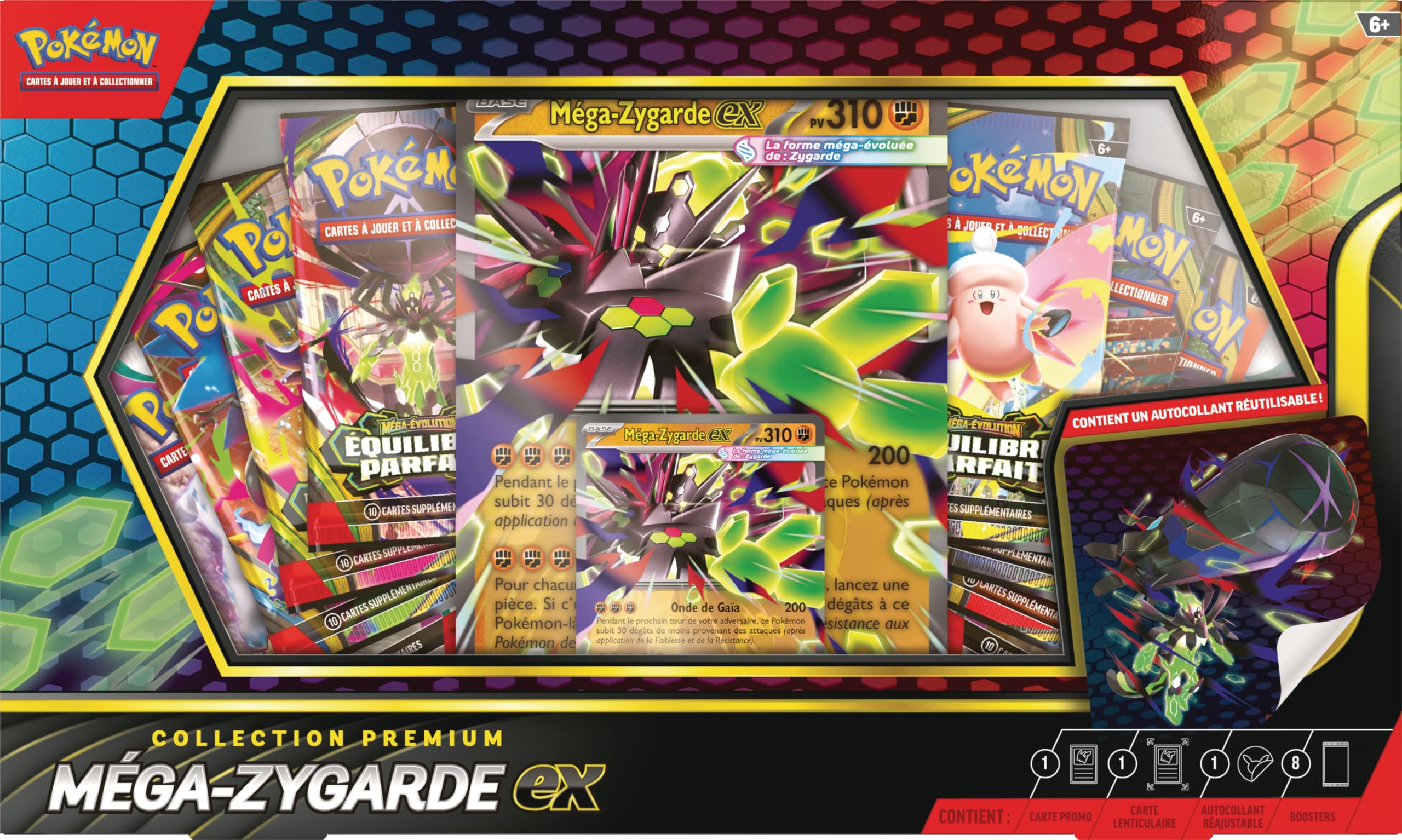 Pokémon : Mega-Zygarde-ex Premium-Kollektion (1 Promo-Karte, 1 große lentikuläre Karte, 1 anpassbarer Aufkleber und 8 Boosterpacks