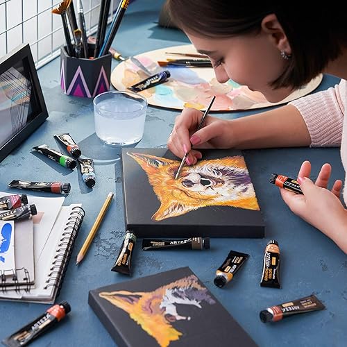 Miniatura 7 de ARTEZA Juego de pintura Gouache, juego de 24 colores vibrantes en tubos de 0.4 onzas líquidas de EE.UU. de 0.4 fl oz0.4 onzas, juegos de gouache