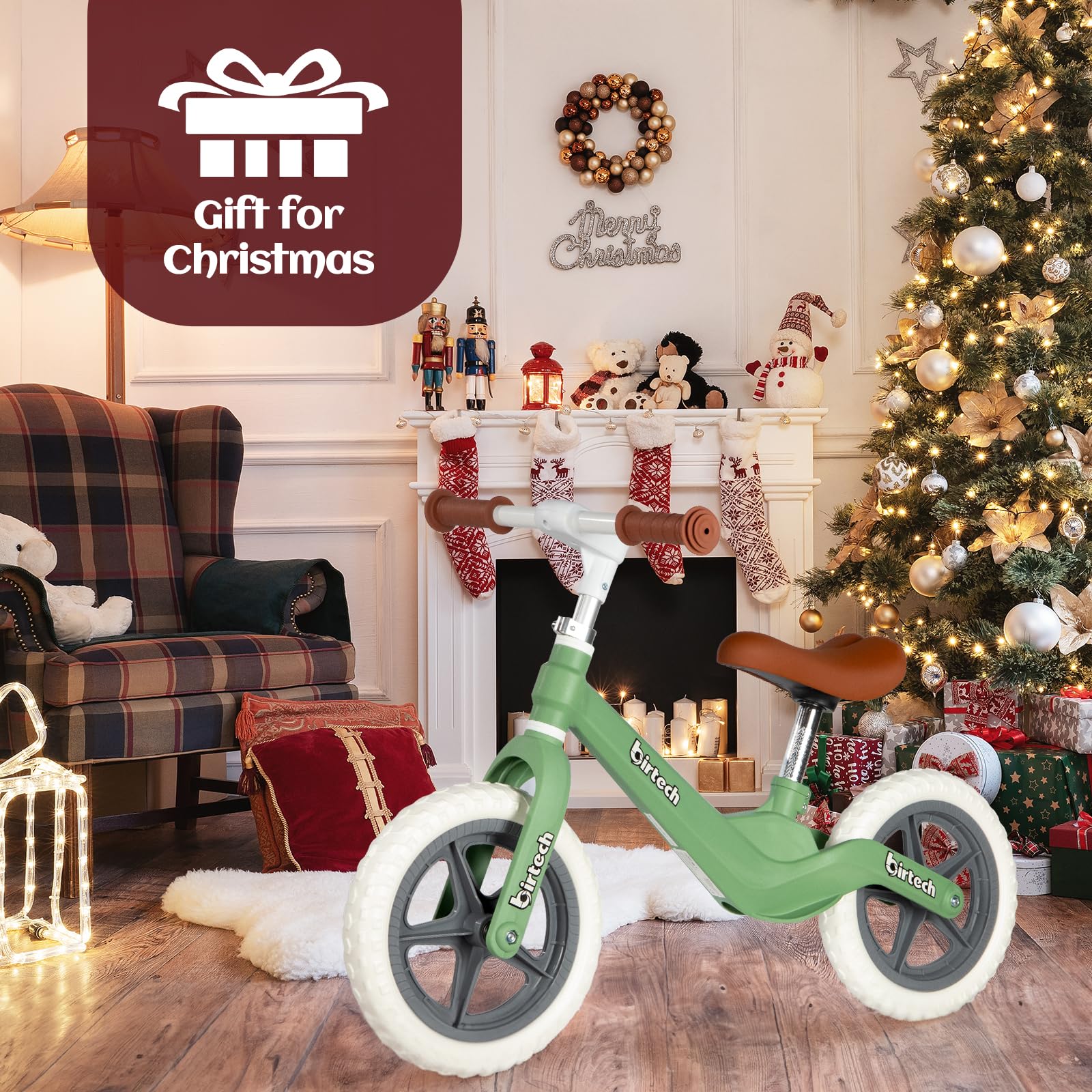 H.yeed Bicicletta di equilibrio da 12" per bambini, leggera senza pedali con telaio in nylon e pneumatici antiforatura, bicicletta da allenamento regolabile per età 3-6 anni