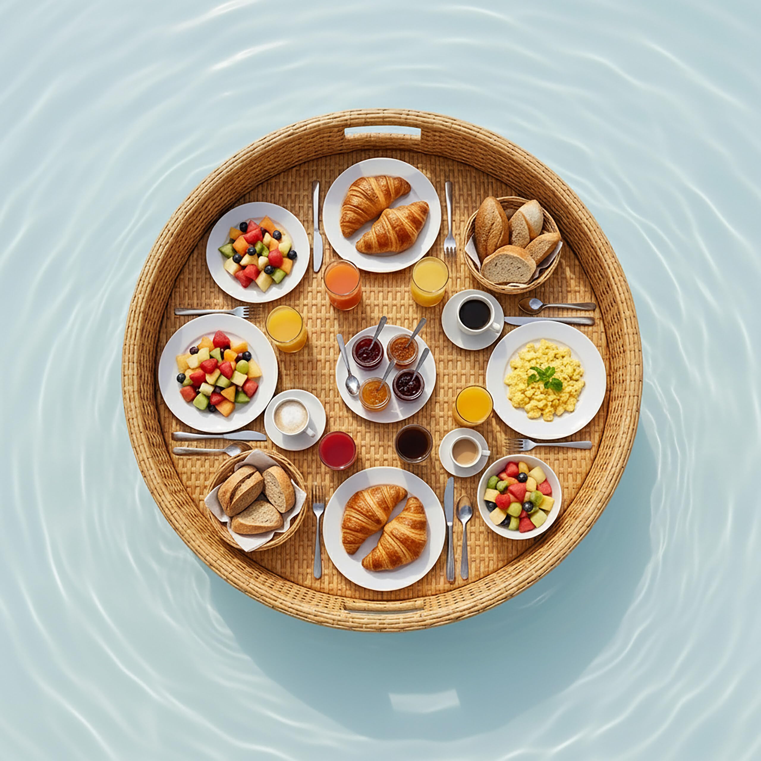Relaxdays Bandeja Flotante 2 en 1 para Piscina, Blanco | bebidas y aperitivos, ratán insumergible, aprox. 20 x 80 cm