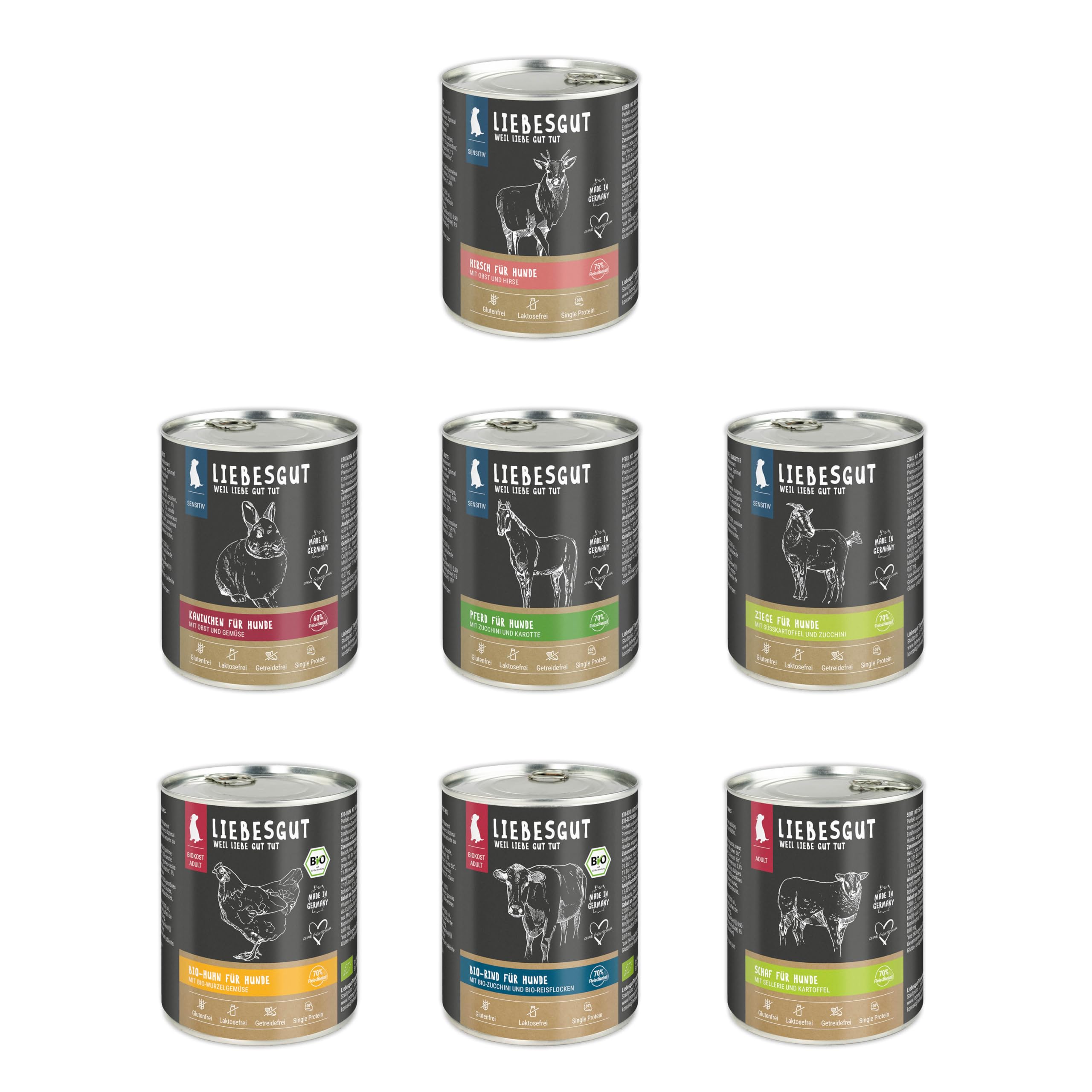 Bio Hundefutter Probierpaket Hund Adult & Sensitiv, produziert in Bayern, 14 x 800 g