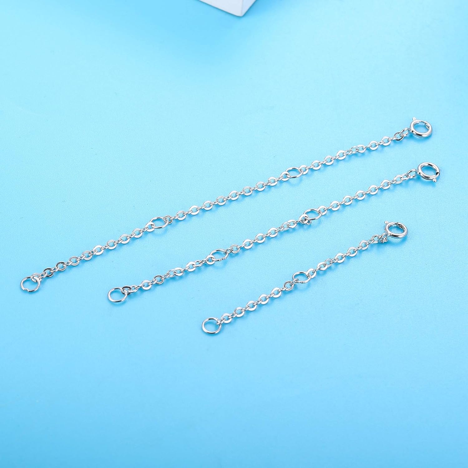 Miniatura 4 de Sllaiss Juego de 3 pulseras de plata de ley 925 para collar de longitud ajustable de 20in 30in 39in