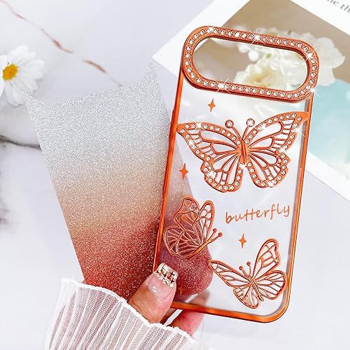 Vista 415 de Fiyart - Funda transparente magnética con purpurina para iPhone 12 para mujeres, con grabado "Love" metálico, protección para cámara y antigolpes