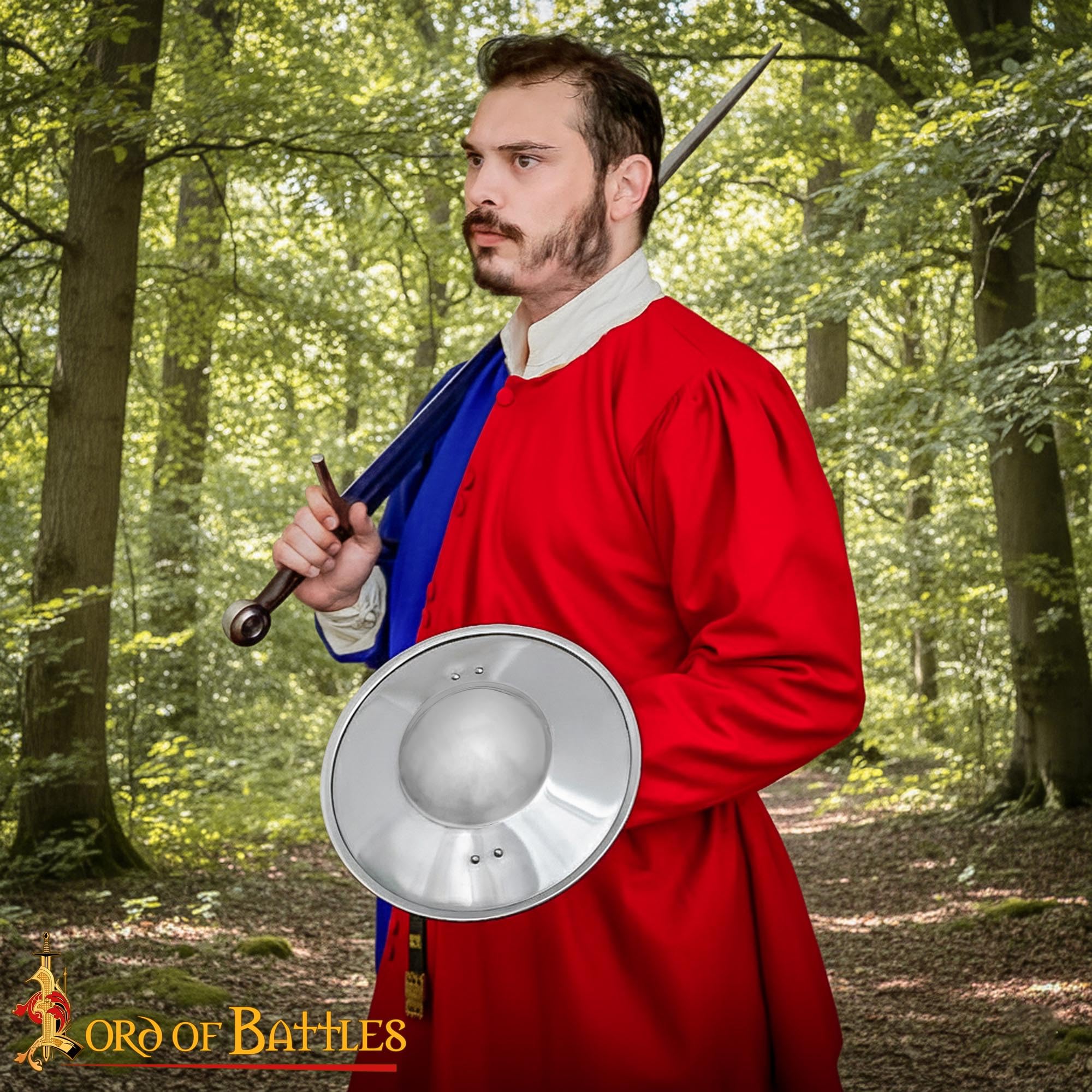 Lord of Battles Arcieri in acciaio tardo medievale scudo da combattimento per noccioli da combattimento, fatto a mano, scudo medievale