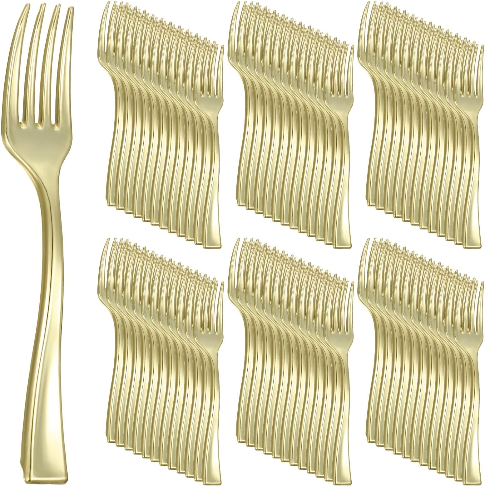 300 Pcs Mini Plastic Forks Bulk 4 Inch Disposable Mini Appetizer Forks Plastic Tasting Fork Cutlery for Desserts, Appetizers, Ice Cream Sampling, Puddings(Gold Color)