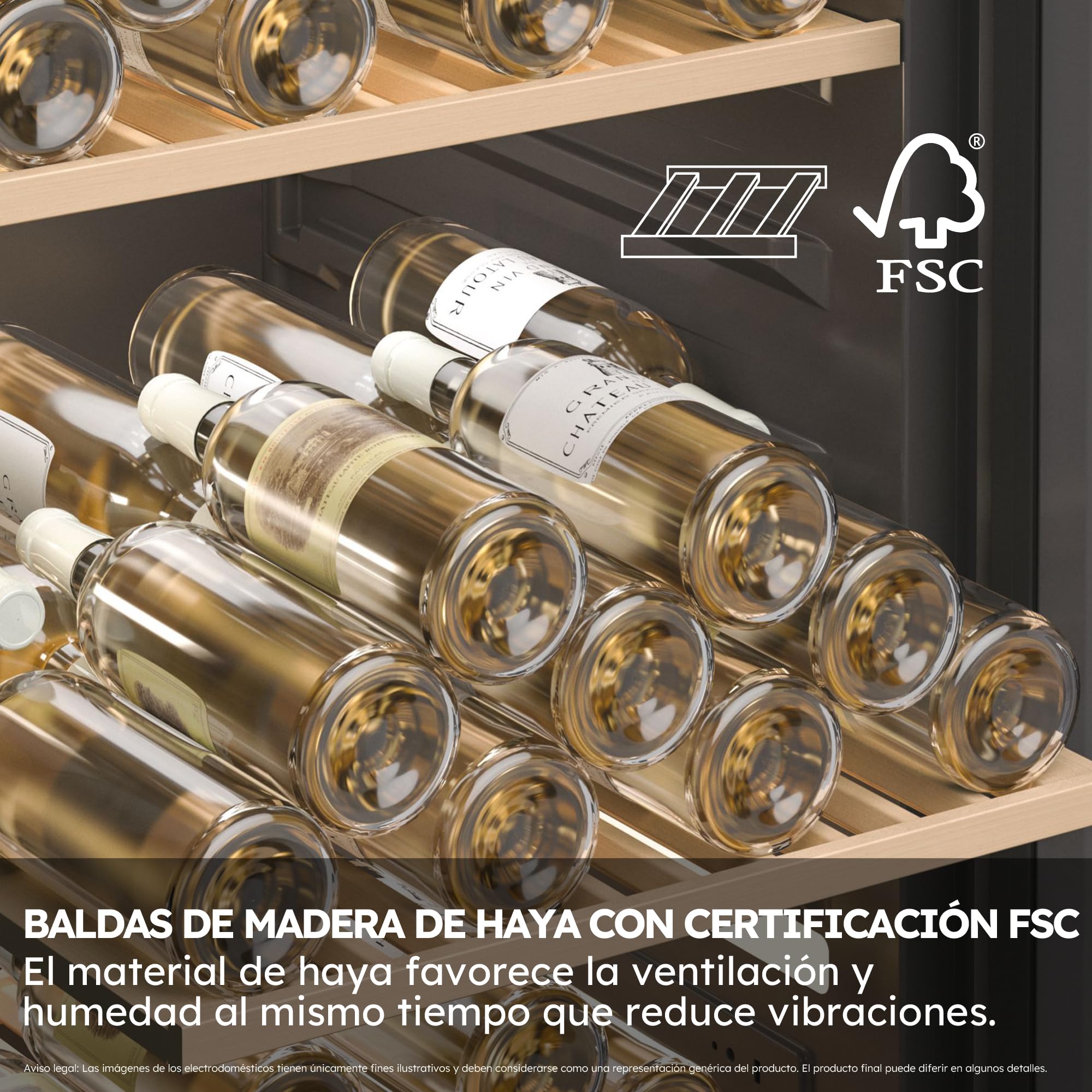 Haier Wine Bank 50 Series 5 HWS56GDG Vinoteca de 56 botellas, 2 Zonas independientes, Estantes de madera, Filtro Anti-UV, Sistema Antivibración, Display Digital, Iluminación LED, 37 dbA, Negra — view 5