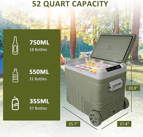 Miniatura 2 de Refrigerador portátil de 12 V para automóvil, refrigerador de doble zona de 45.4 cuartos de galón, 100-240 V CA, -4 °F ~ 68 °F, enfriador de