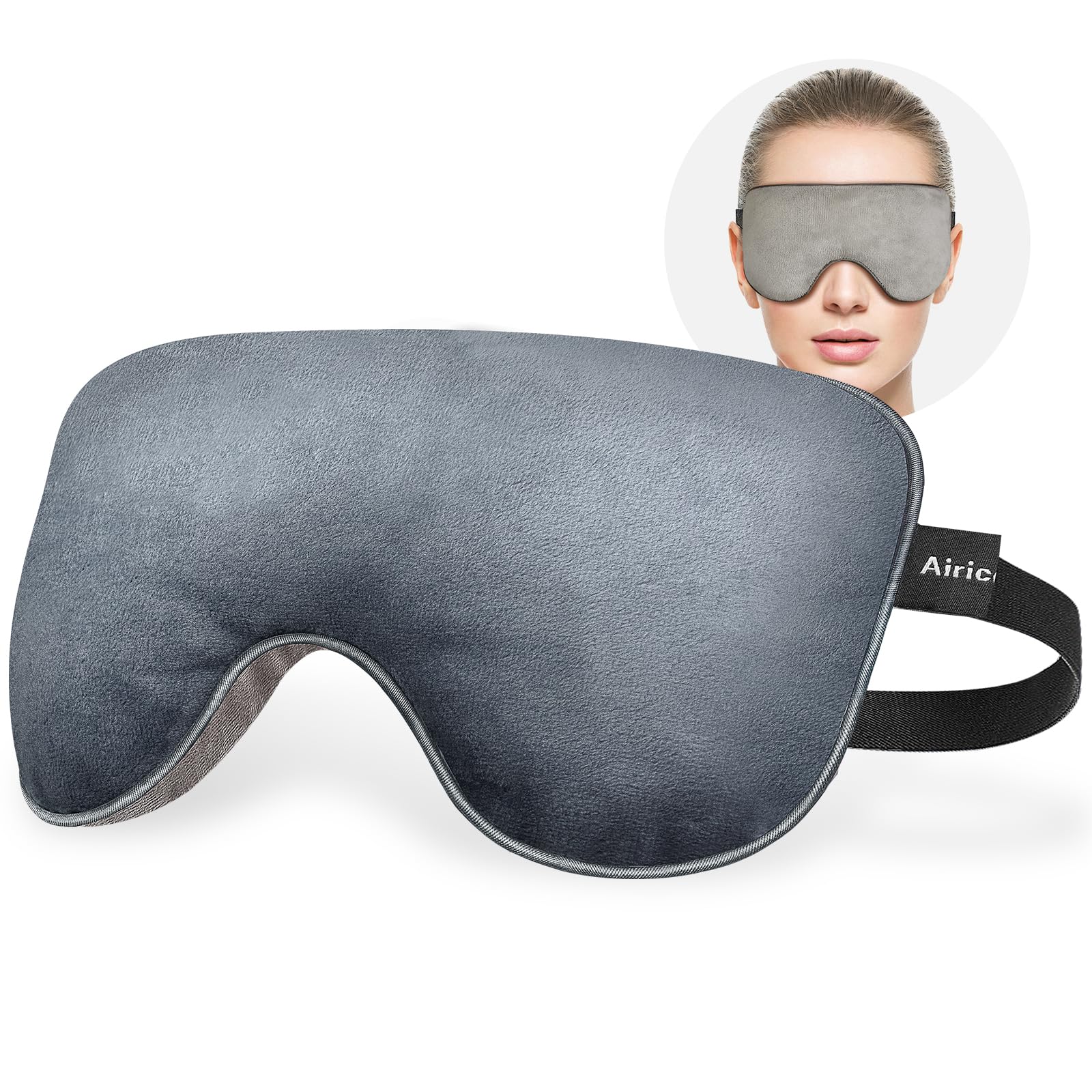 AiricePac Lavender Heat Eye Mask Microwavable Moist Heating Pad for Dry Eyes Blepharitis Stye Blue Soft Durable Adjustable