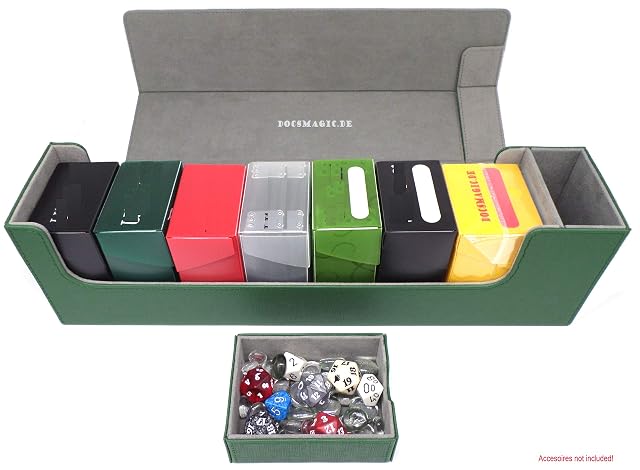 Foto 7 de 7 de docsmagic.de Premium Magnetic Tray Long Box Dark Green Large - Card Deck Storage - Caja Verde Oscuro