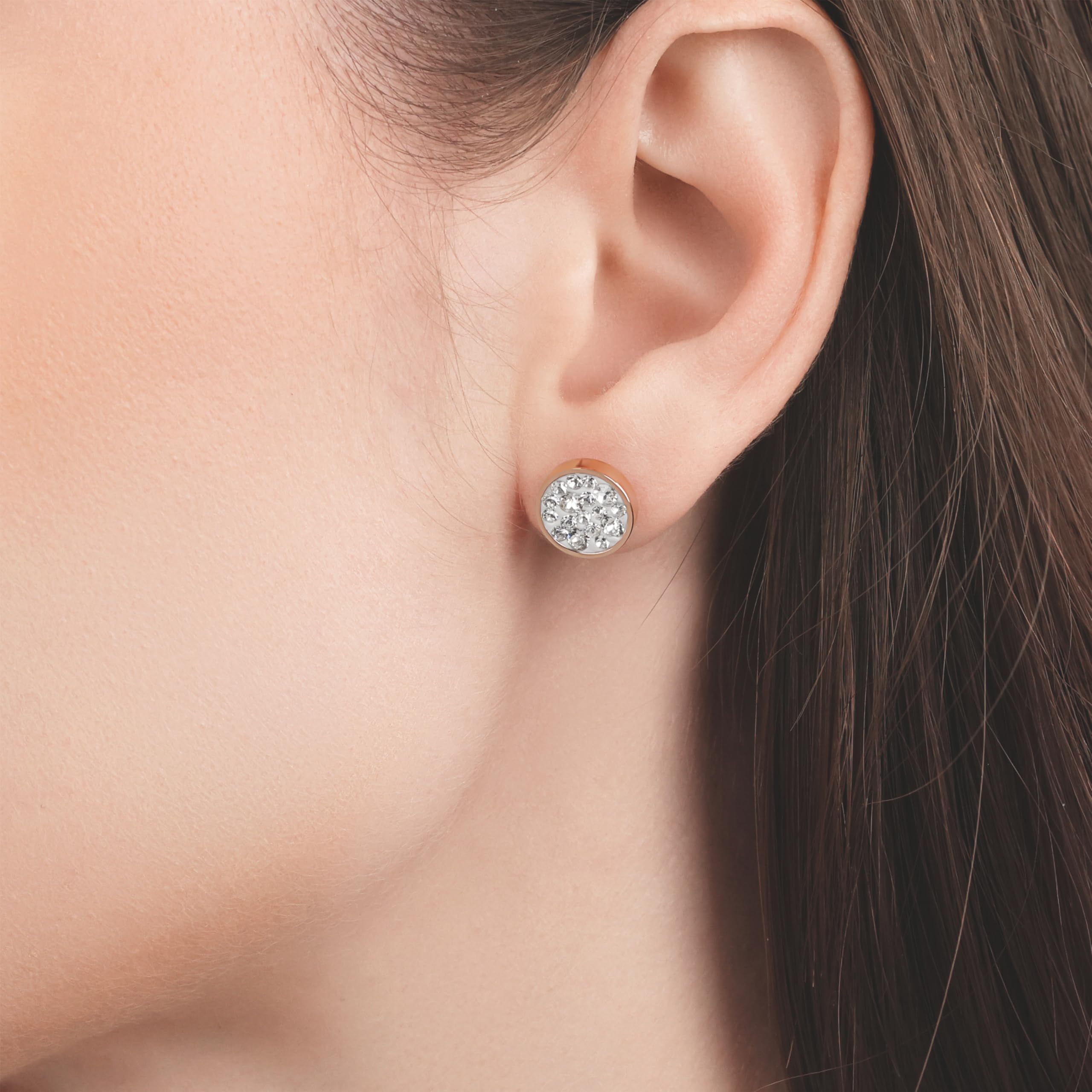 TOM TAILOR - Damen Ohrringe Edelstahl - mit Kristallglas - Kreis Ohrstecker