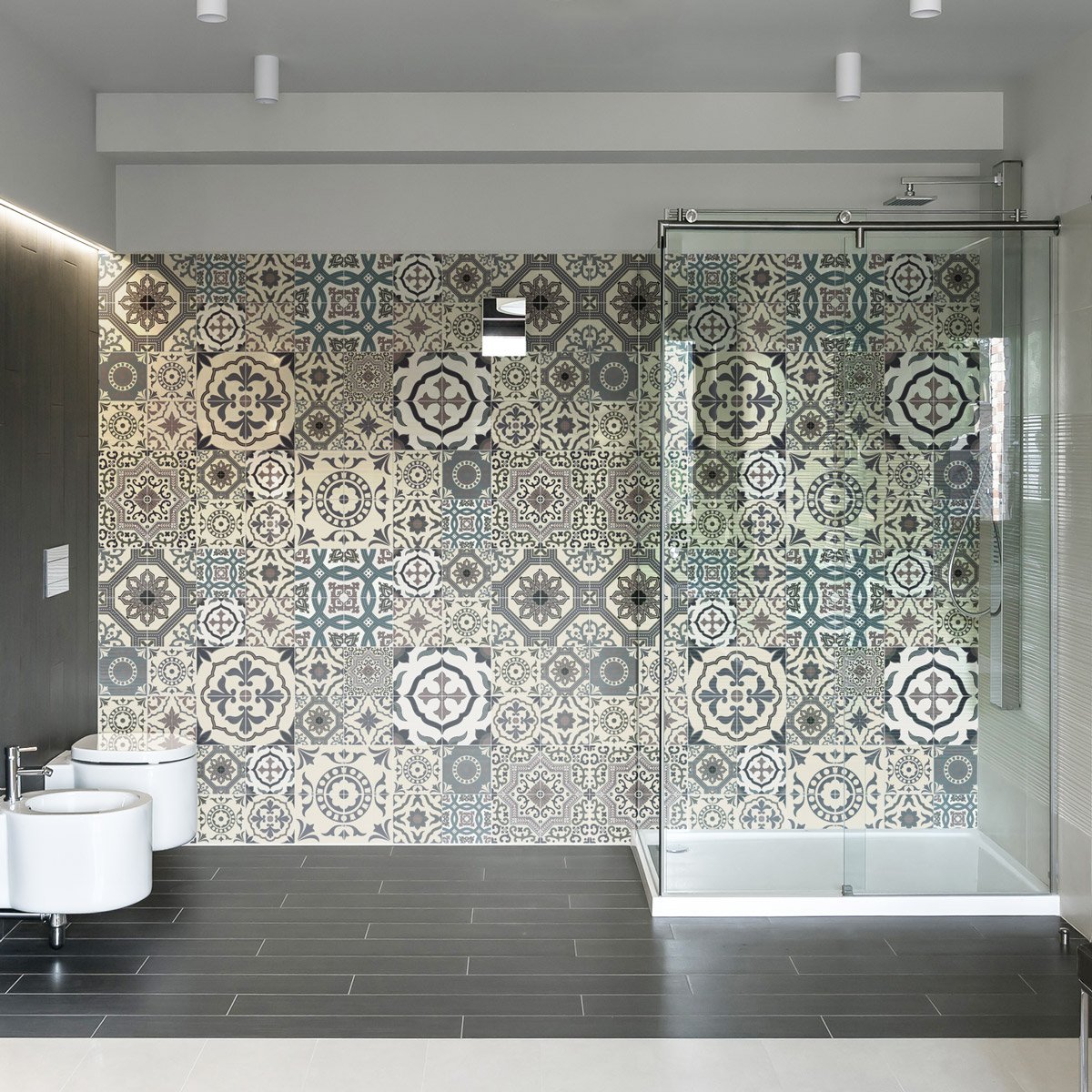 Ambiance Sticker Adhésifs Carrelages Autocollant Tango Carreaux de Ciment Carrelage Sticker Mural Salle de Bain et Cuisine | 60 Pièces de 15 x 15 cm