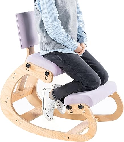 Silla ergonómica de rodillas con soporte de espalda, silla de madera para el trabajo, mecedora de oficina para aliviar el dolor de espalda, sillas
