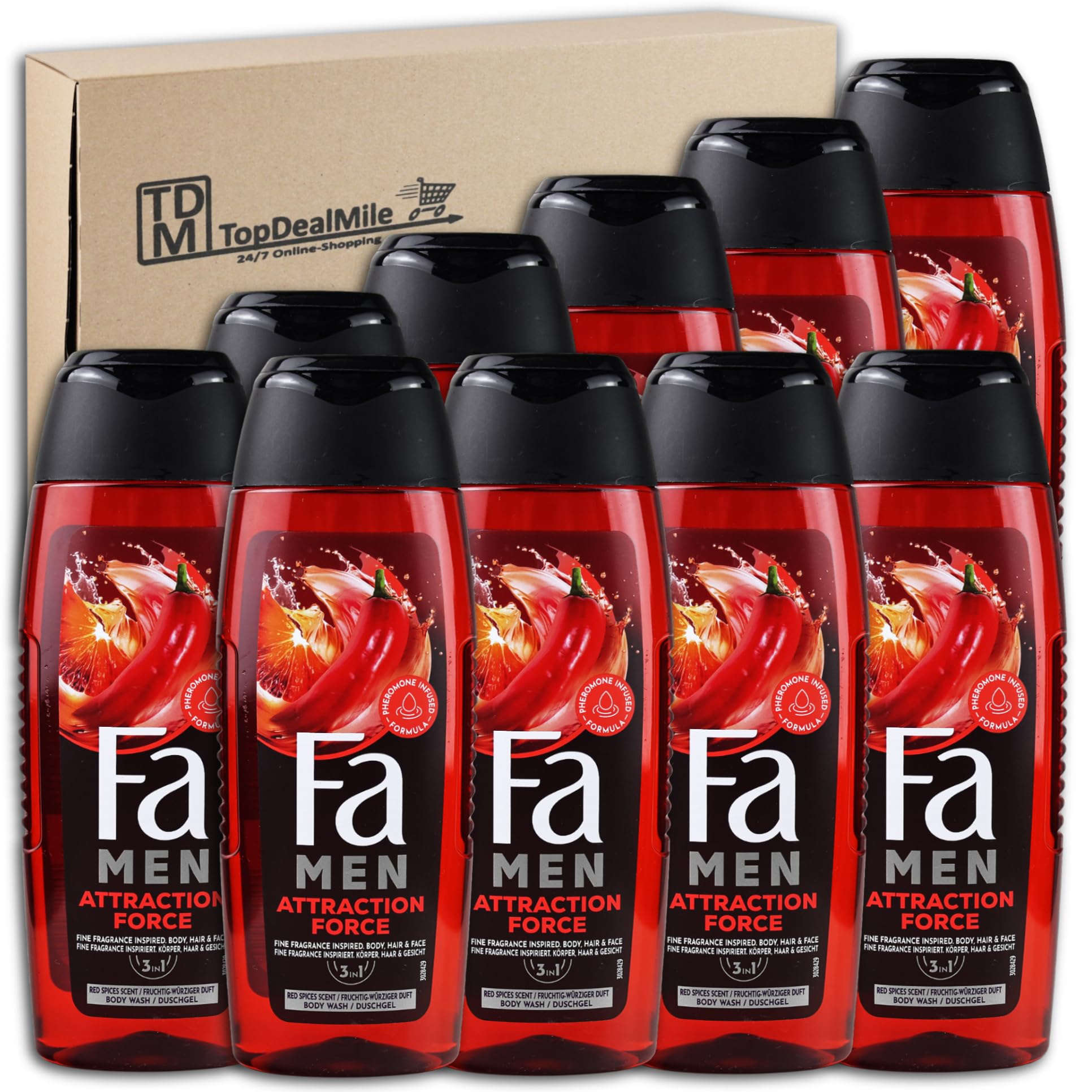 Vorratspack für FA MEN 2in1 Duschgel Attraction Force 10 x 250 ml