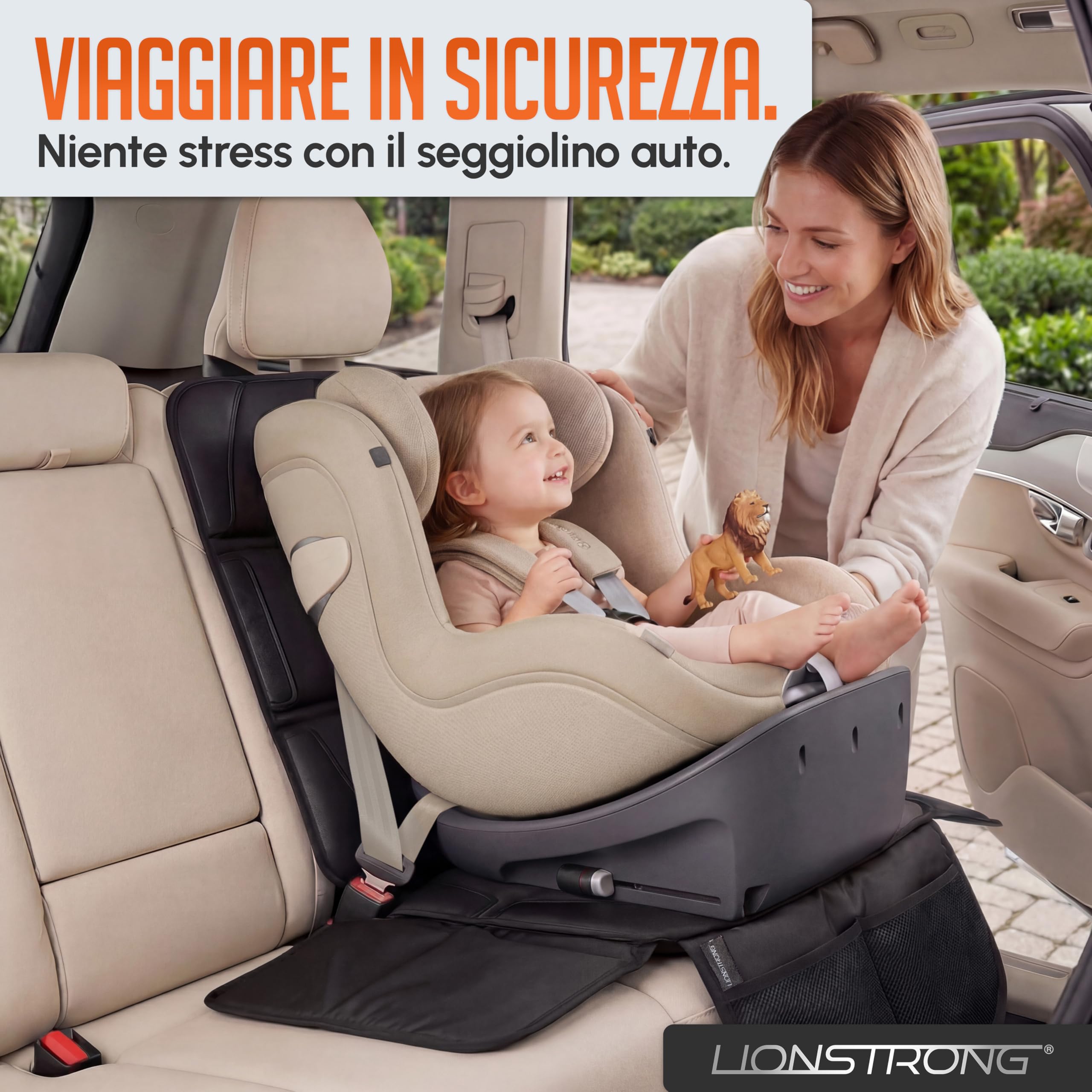 LIONSTRONG - coprisedile auto per seggiolino bimbo - protettore di sedili auto - compatibile ISOFIX (1 PCS)