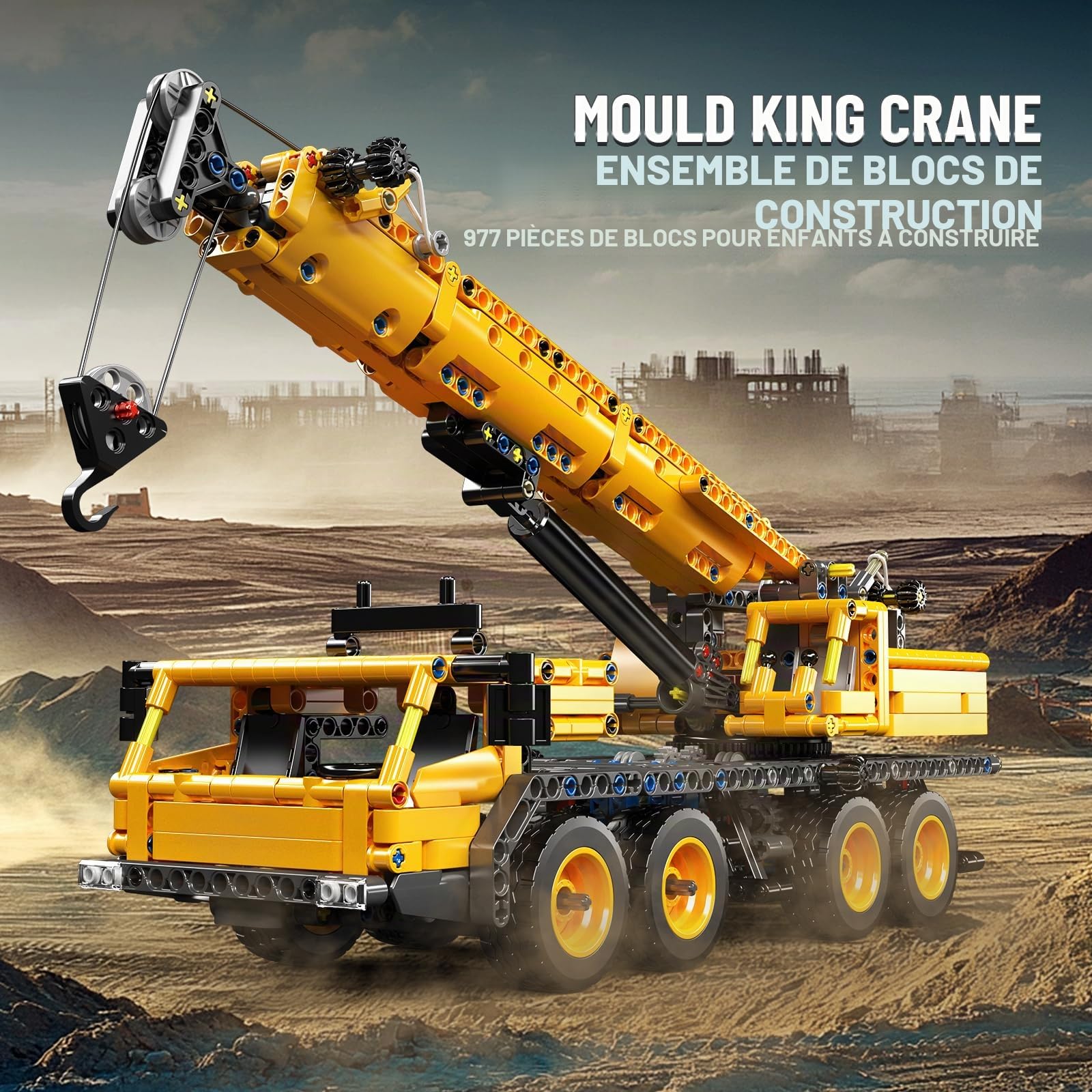 Mould King 17058 Technique Kit de construction camion de grue 997 pièces composé de grue et de camion, grue de chantier mobile, pour adultes à partir d'adultes (version statique)