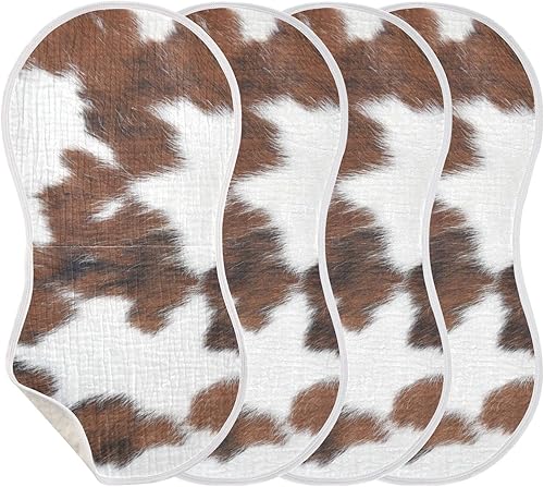 Miniatura 2 de Juego de 1 paños de muselina para bebé, suaves y absorbentes, con estampado de vaca, baberos, toalla facial para niños recién nacidos, 22 x 11