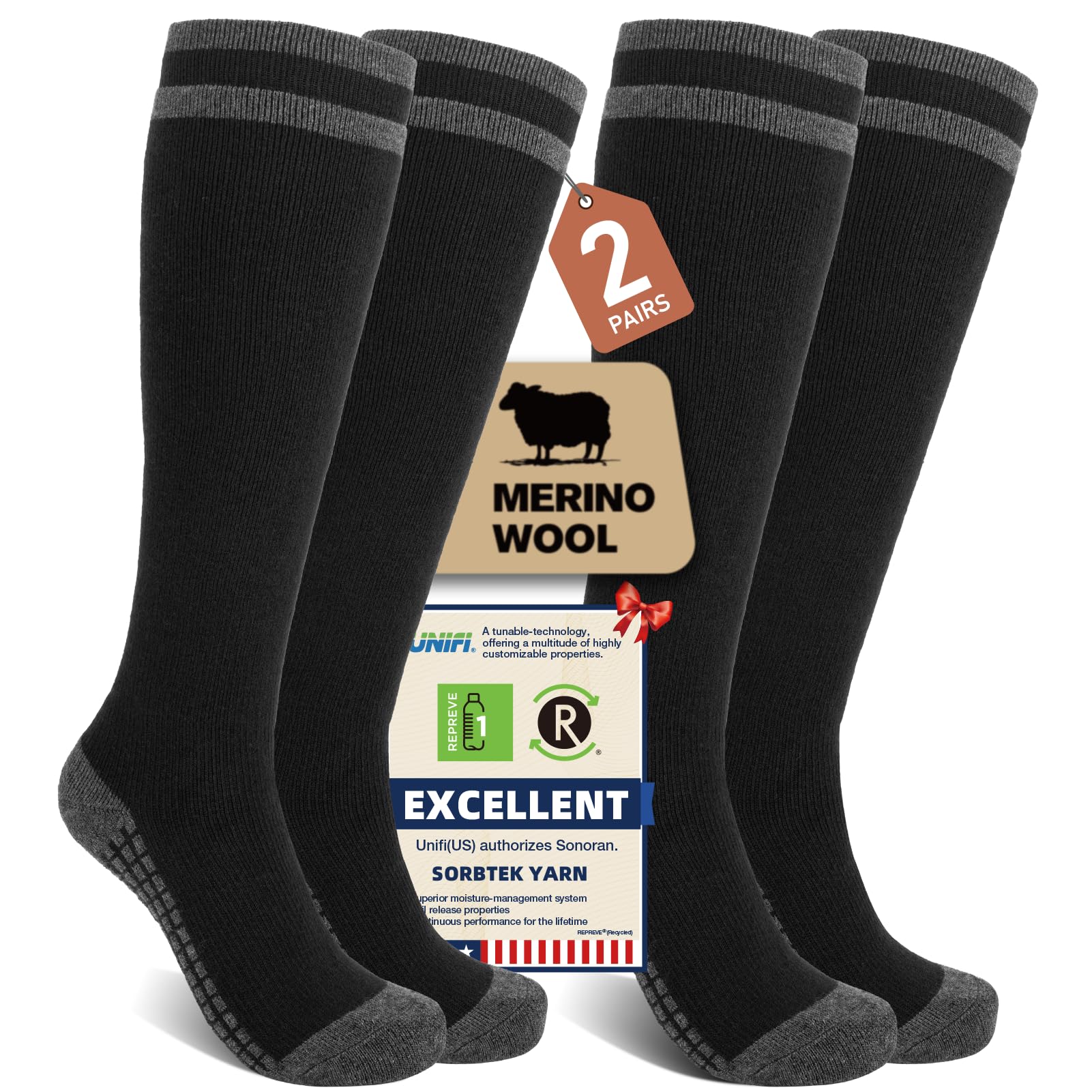Merino Wool Compression Socks for Women Men 2 3 Pairs Knee High Winter Thermal Thick Warm for Nurse