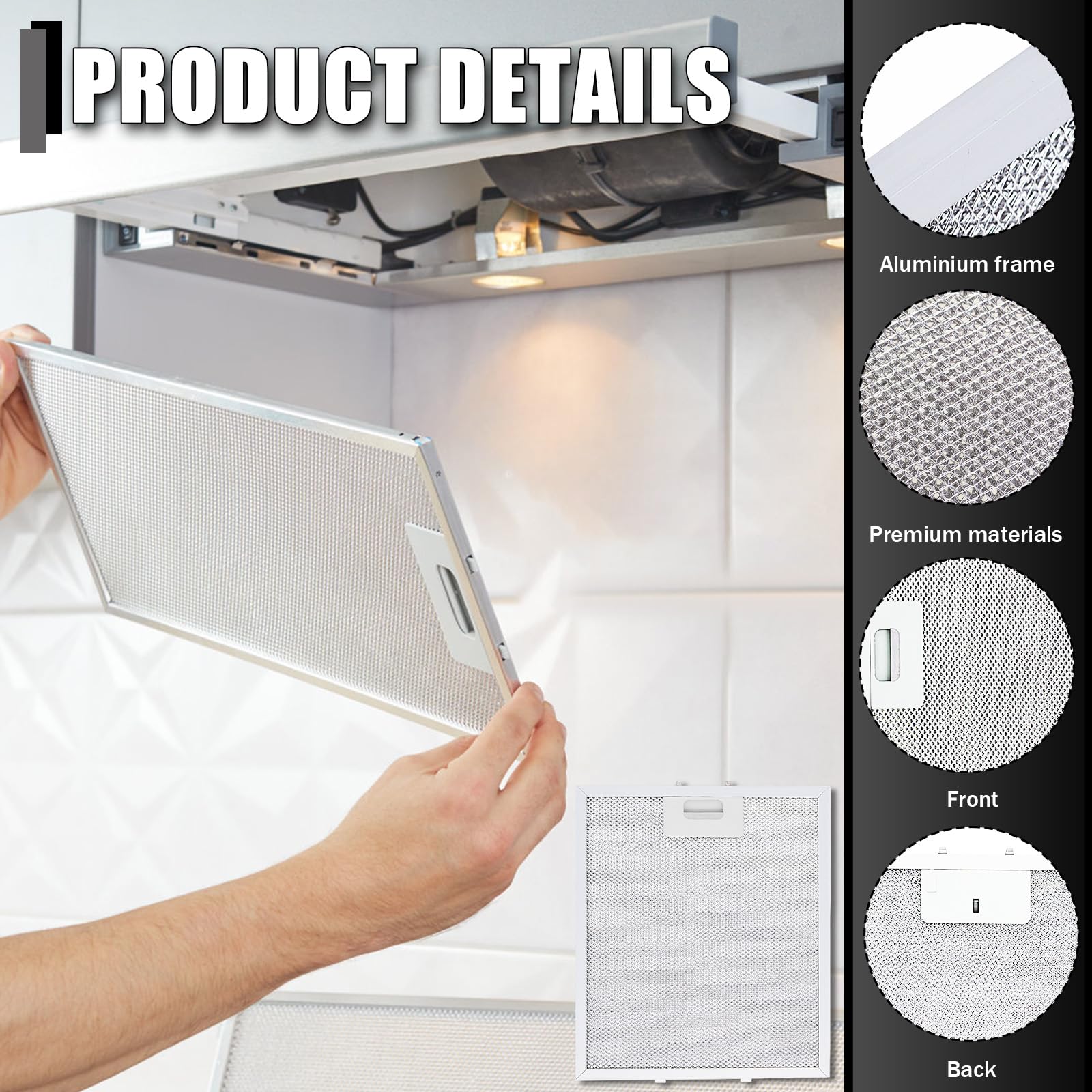 3 Piezas Filtro Campana Extractora 305mm x 267mm Compatible con Elica | Filtro de Grasa Compatible con Elica Campana Extractora de Cocina