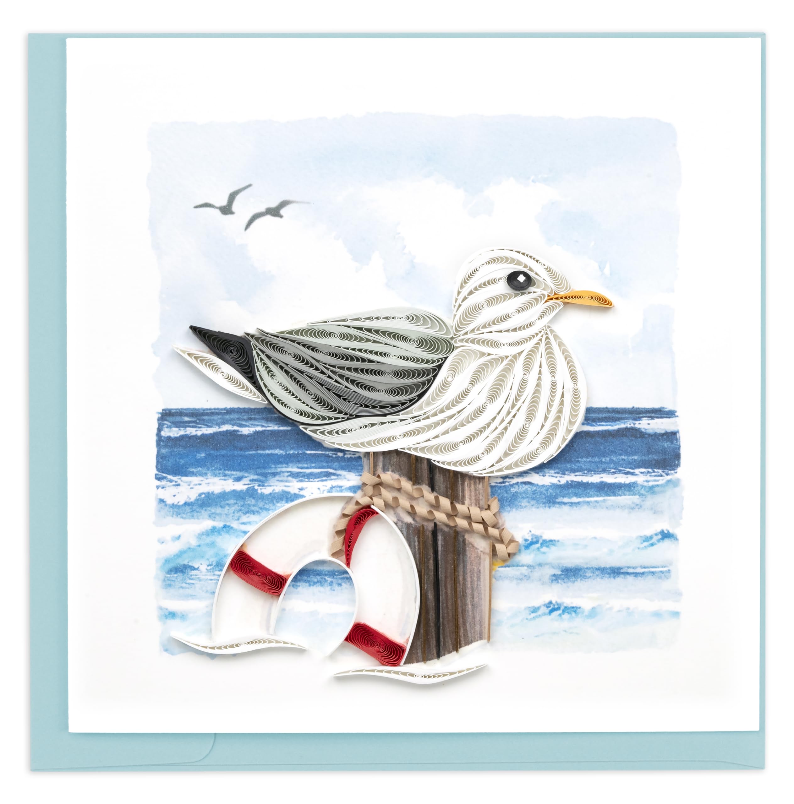 Quilling Seagull at The Seaside Squawk-Tastic Fun Hand-Finished Greeting Card Frameable Art