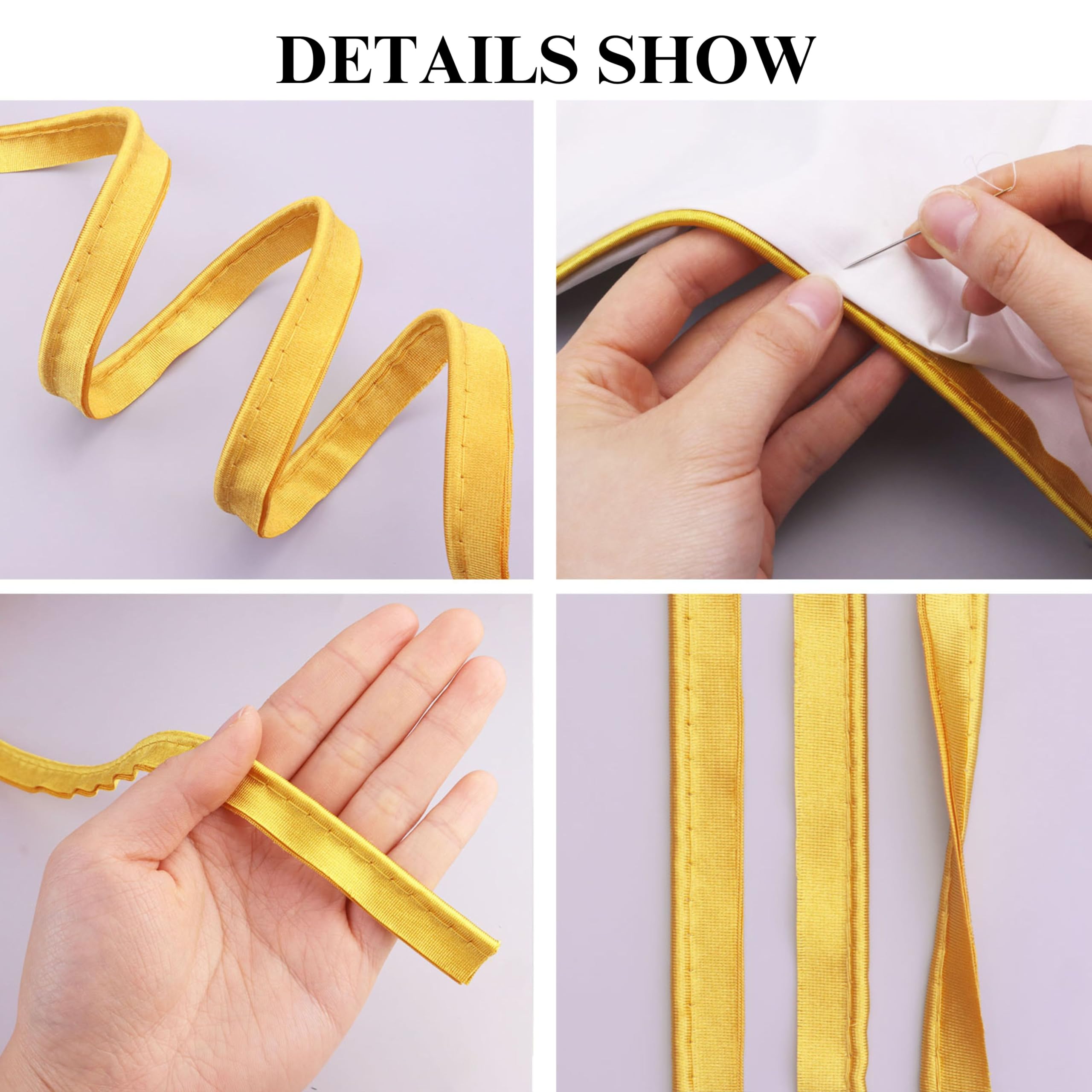 Arricraft Goldene Paspelbesatz 16.7m - Glänzendes Schrägband 12mm Für Nähen & Cosplay