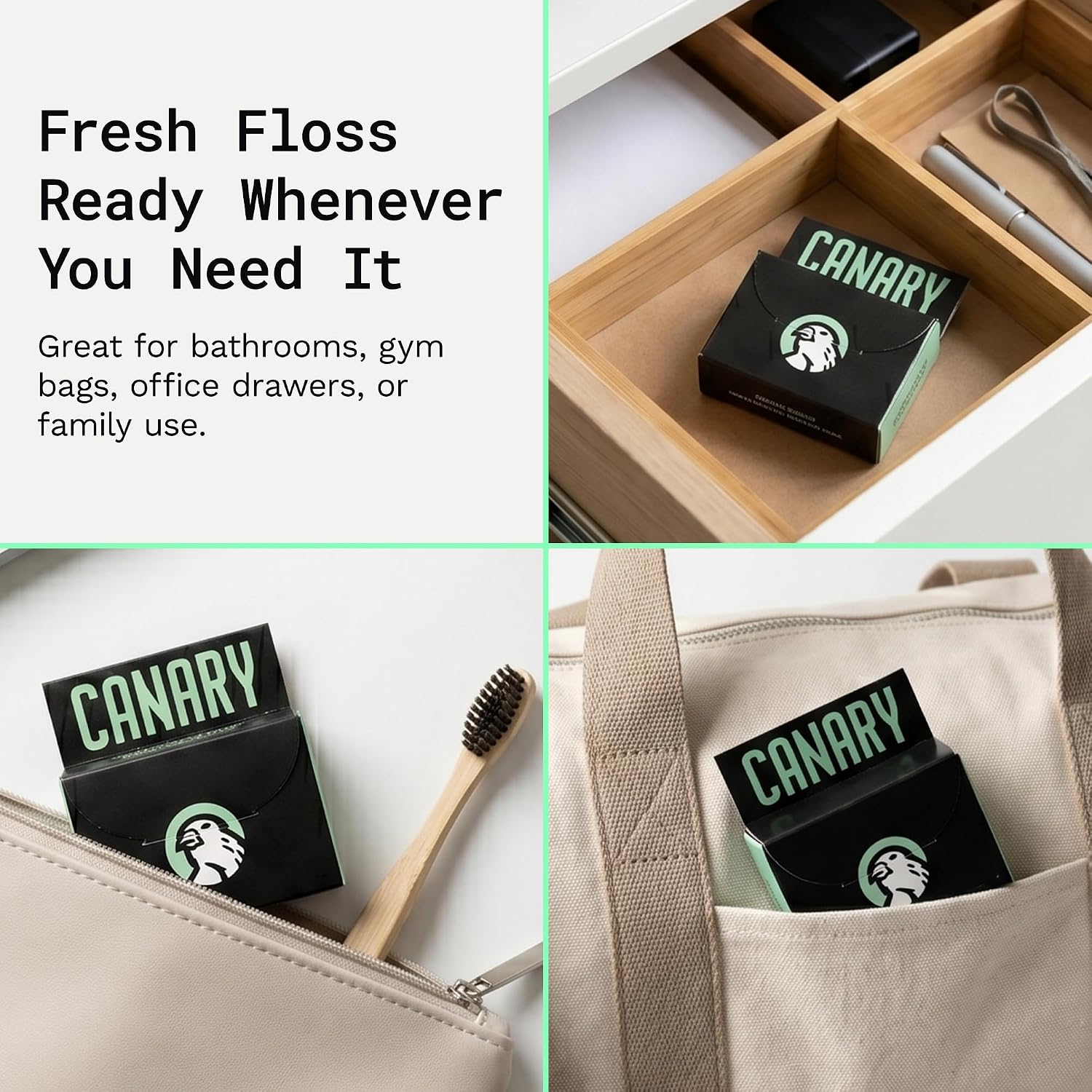 Dental Floss - Charcoal Mint - Plastic-Free and Vegan - 4-Pack