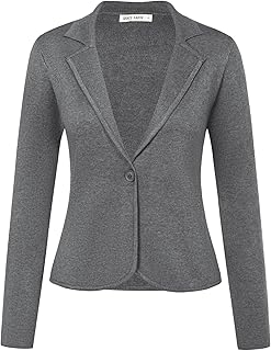 Women Sweater Blazer Casual Work Croppped Cardigan Lightweight Button Fr...