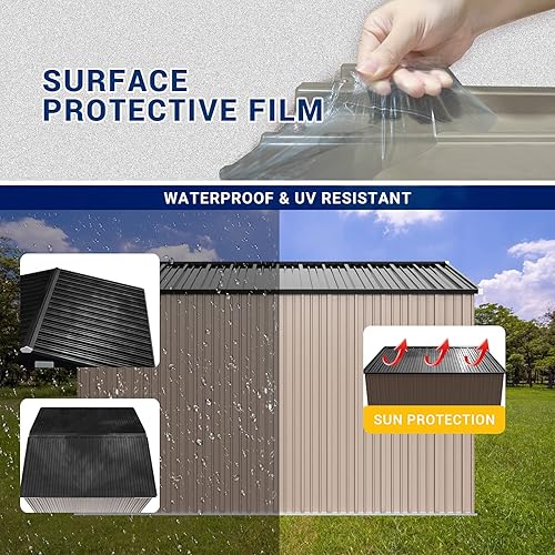 Miniatura 8 de UDPATIO Cobertizo de almacenamiento al aire libre de 10 x 10 pies, cobertizos exteriores y almacenamiento al aire libre de metal de acero